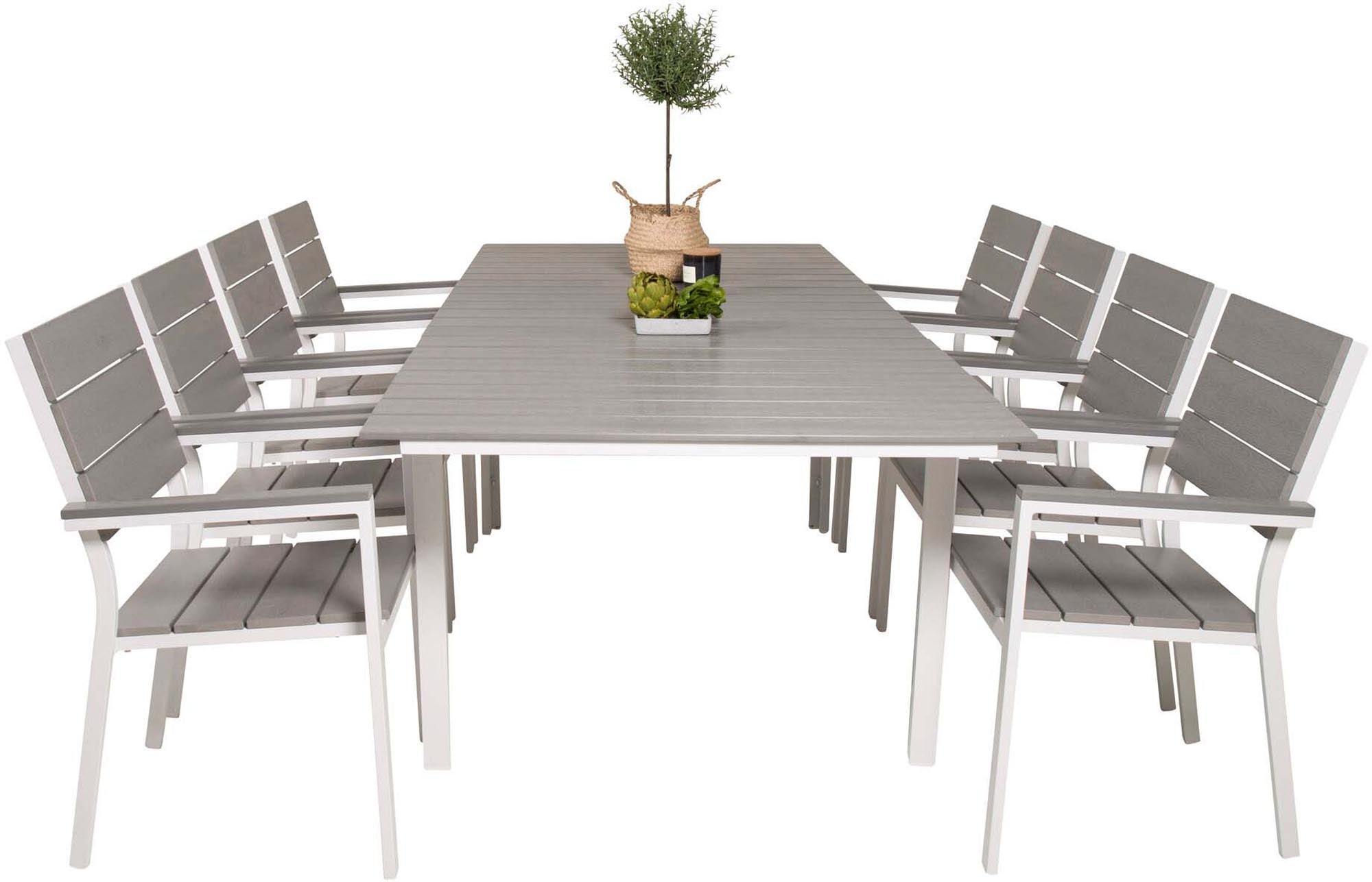 Levels Outdoor-Tischset ausziehbar 160cm/8St. in Grau weiss präsentiert im Onlineshop von KAQTU Design AG. Gartentischset ist von Venture Home