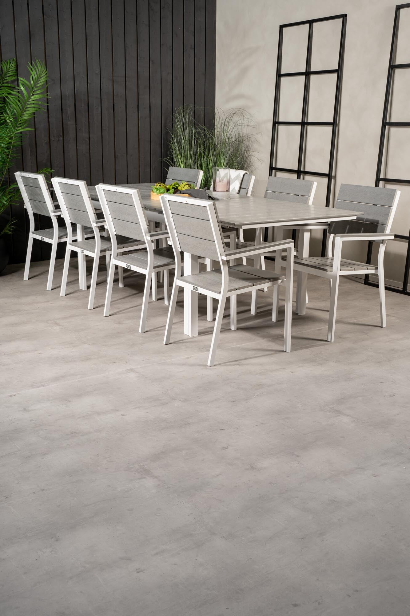 Levels Outdoor-Tischset ausziehbar 160cm/8St. in Grau weiss präsentiert im Onlineshop von KAQTU Design AG. Gartentischset ist von Venture Home