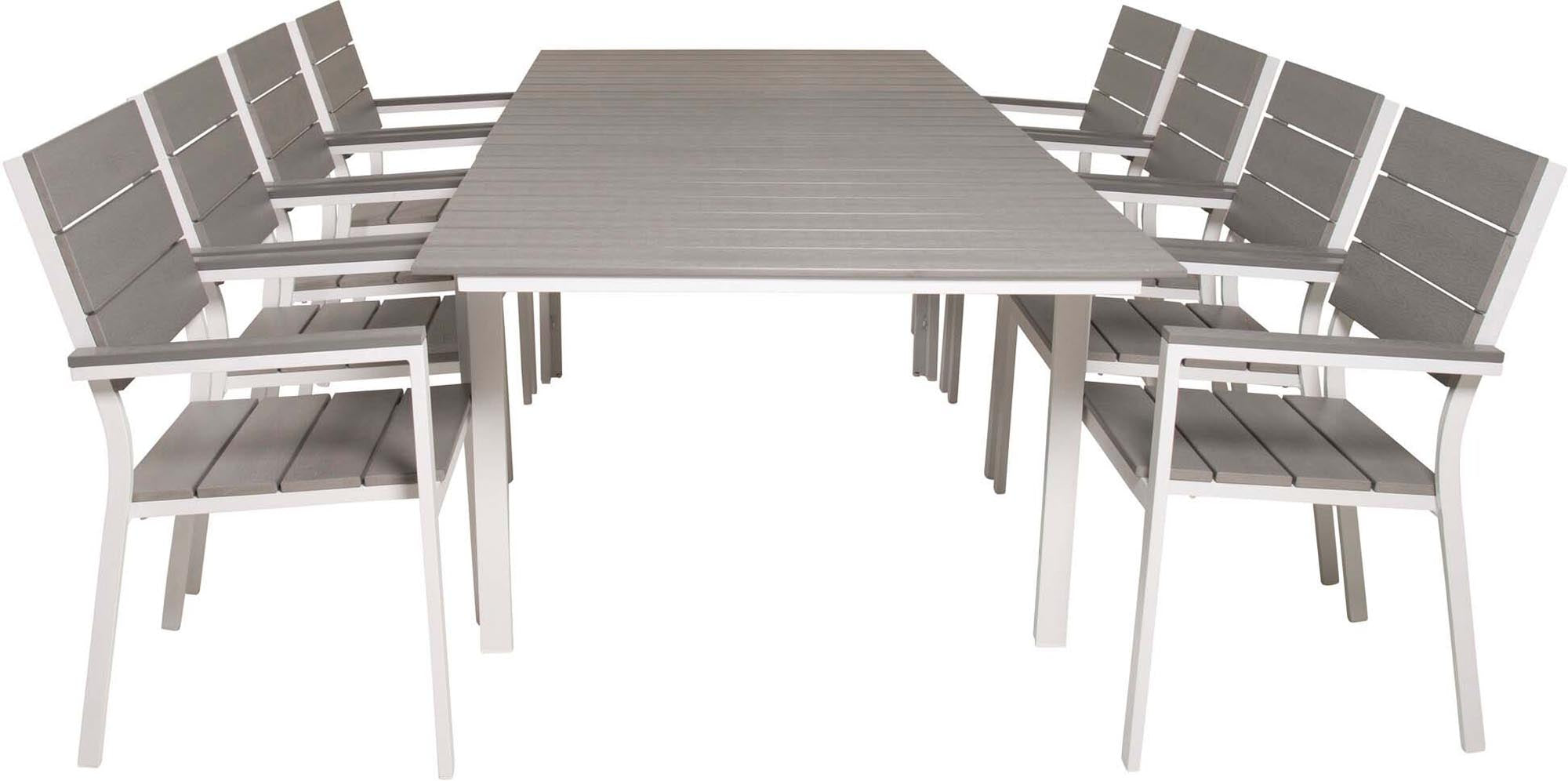 Levels Outdoor-Tischset ausziehbar 160cm/8St. in Grau weiss präsentiert im Onlineshop von KAQTU Design AG. Gartentischset ist von Venture Home