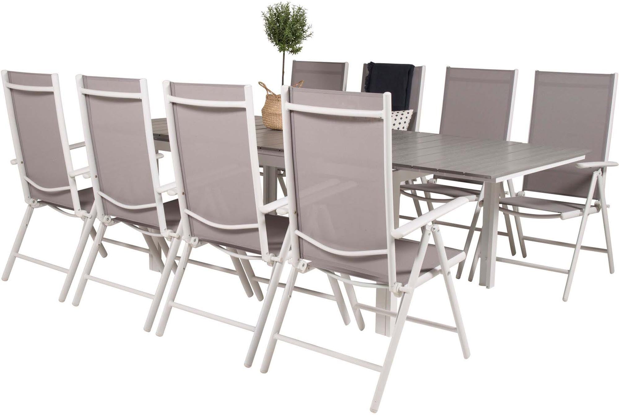 Levels Outdoor-Tischset ausziehbar + Break 160cm/8St. in Grau weiss präsentiert im Onlineshop von KAQTU Design AG. Gartentischset ist von Venture Home