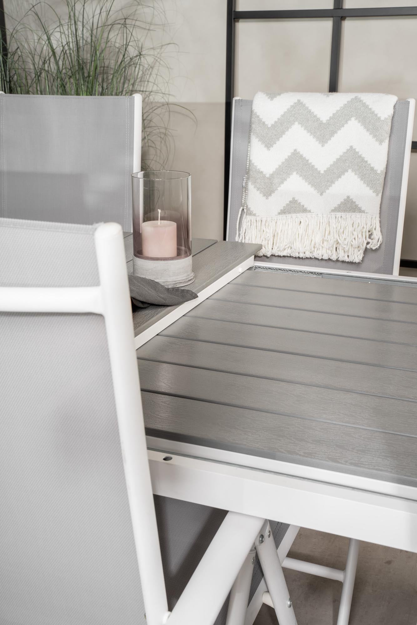 Levels Outdoor-Tischset ausziehbar + Break 160cm/8St. in Grau weiss präsentiert im Onlineshop von KAQTU Design AG. Gartentischset ist von Venture Home