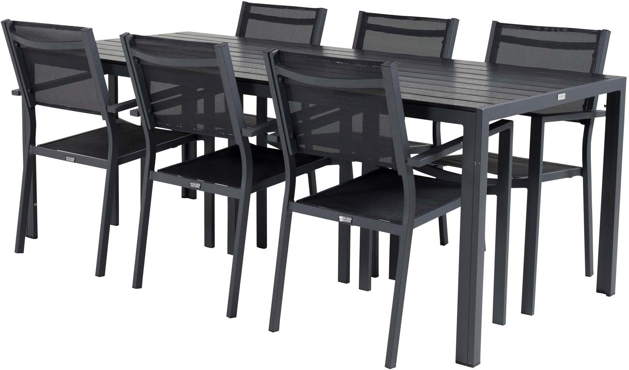 Break Outdoor-Tischset + Copacabana Arm 205cm/6St. in Schwarz präsentiert im Onlineshop von KAQTU Design AG. Gartentischset ist von Venture Home