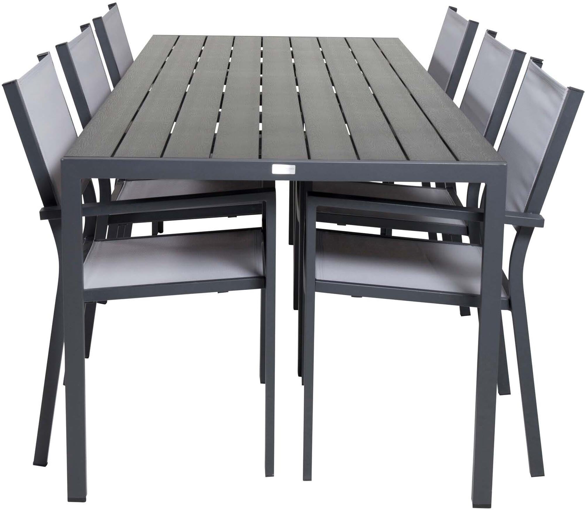 Break Outdoor-Tischset + Copacabana Arm 205cm/6St. in Schwarzgrau präsentiert im Onlineshop von KAQTU Design AG. Gartentischset ist von Venture Home