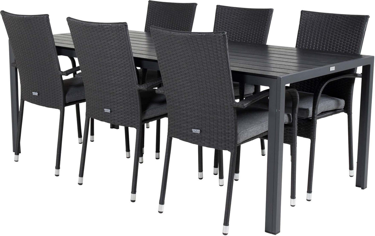 Break Outdoor-Tischset + Anna 205cm/6St. in Schwarz präsentiert im Onlineshop von KAQTU Design AG. Gartentischset ist von Venture Home