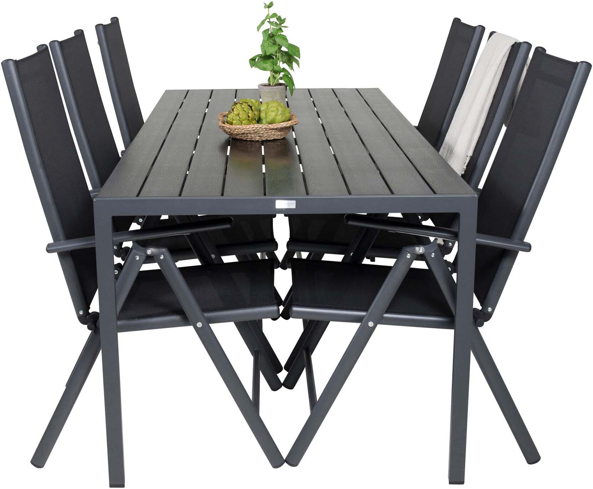 Break Outdoor-Tischset 205cm/6St. in Schwarz präsentiert im Onlineshop von KAQTU Design AG. Gartentischset ist von Venture Home