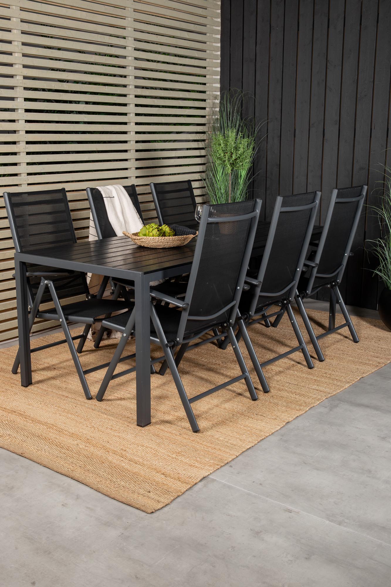 Break Outdoor-Tischset 205cm/6St. in Schwarz präsentiert im Onlineshop von KAQTU Design AG. Gartentischset ist von Venture Home