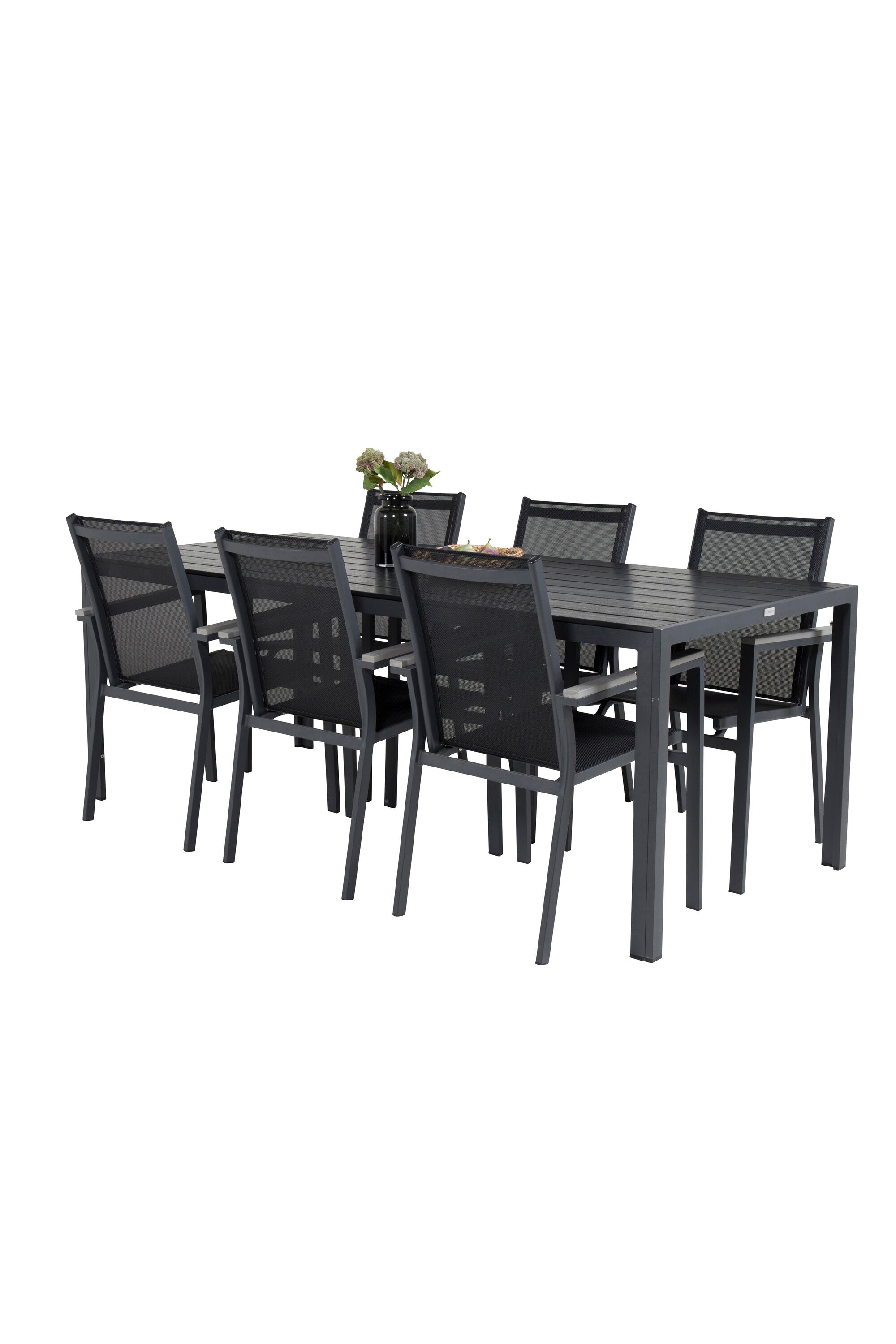 Break Gartentisch + Parma Arm Stuhl (stapelbar) in Schwarz präsentiert im Onlineshop von KAQTU Design AG. Gartentischset ist von Venture Home