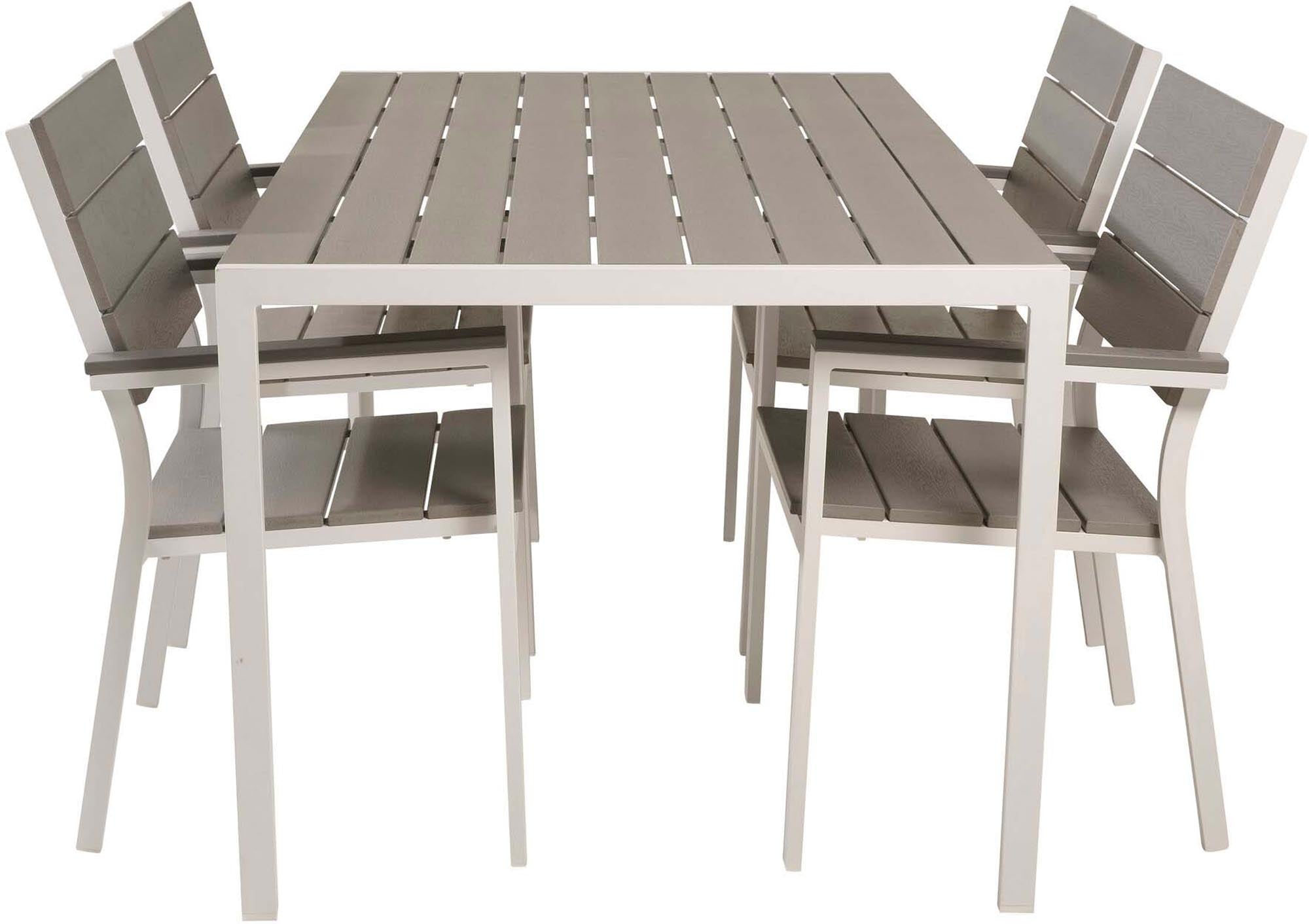 Break Outdoor-Tischset + Levels 150cm/4St. in Grau weiss präsentiert im Onlineshop von KAQTU Design AG. Gartentischset ist von Venture Home