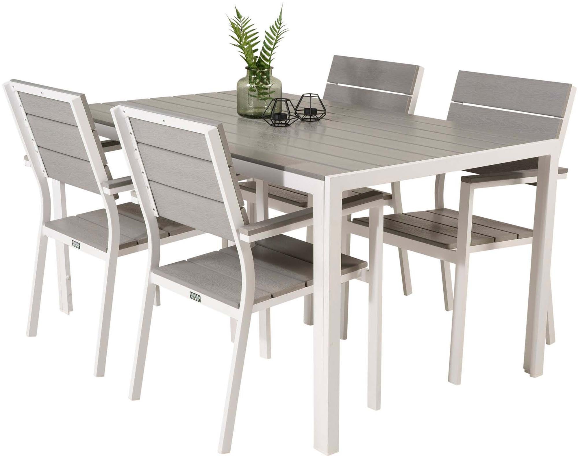 Break Outdoor-Tischset + Levels 150cm/4St. in Grau weiss präsentiert im Onlineshop von KAQTU Design AG. Gartentischset ist von Venture Home