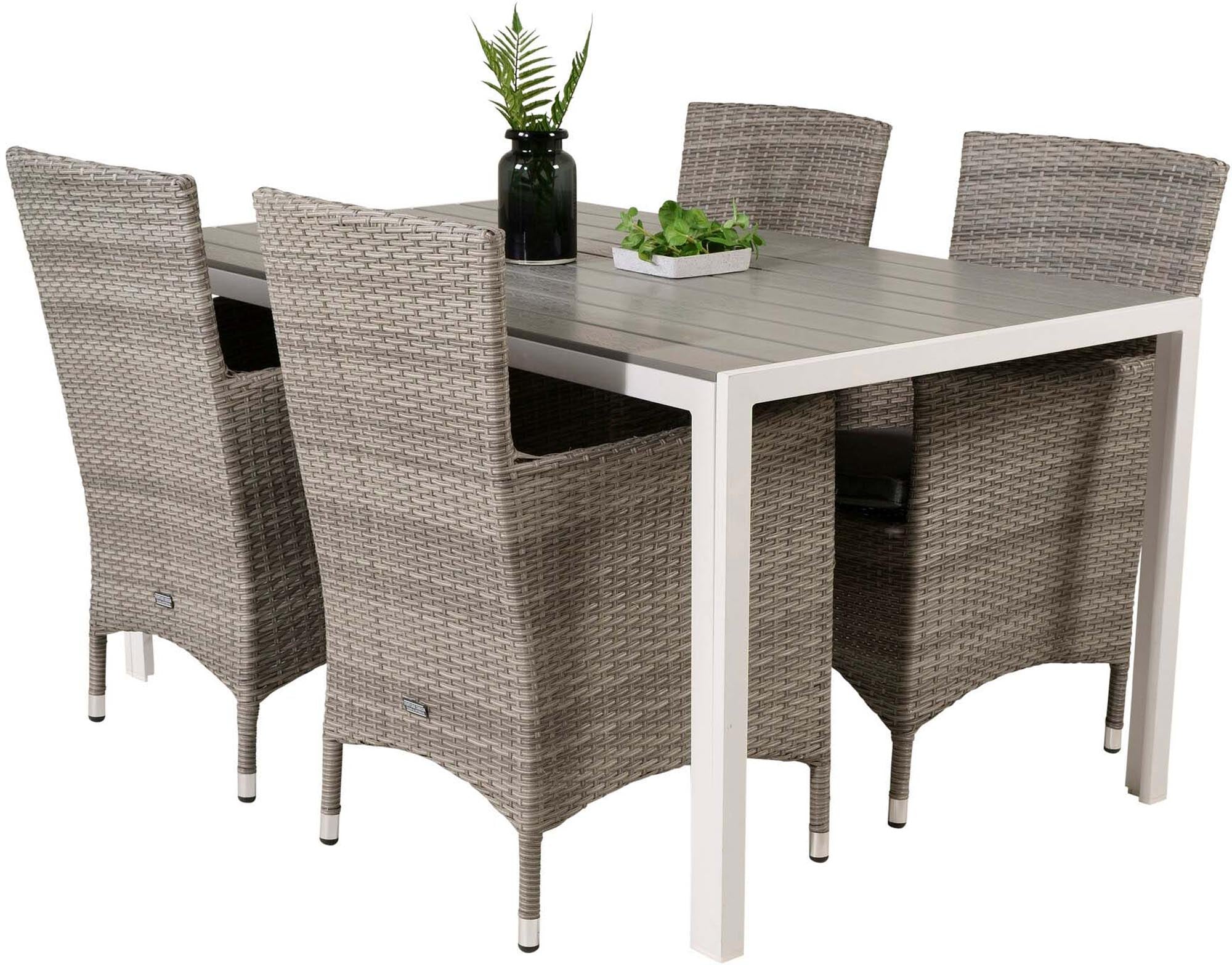 Break Outdoor-Tischset + Malin 150cm/4St. in Grau präsentiert im Onlineshop von KAQTU Design AG. Gartentischset ist von Venture Home