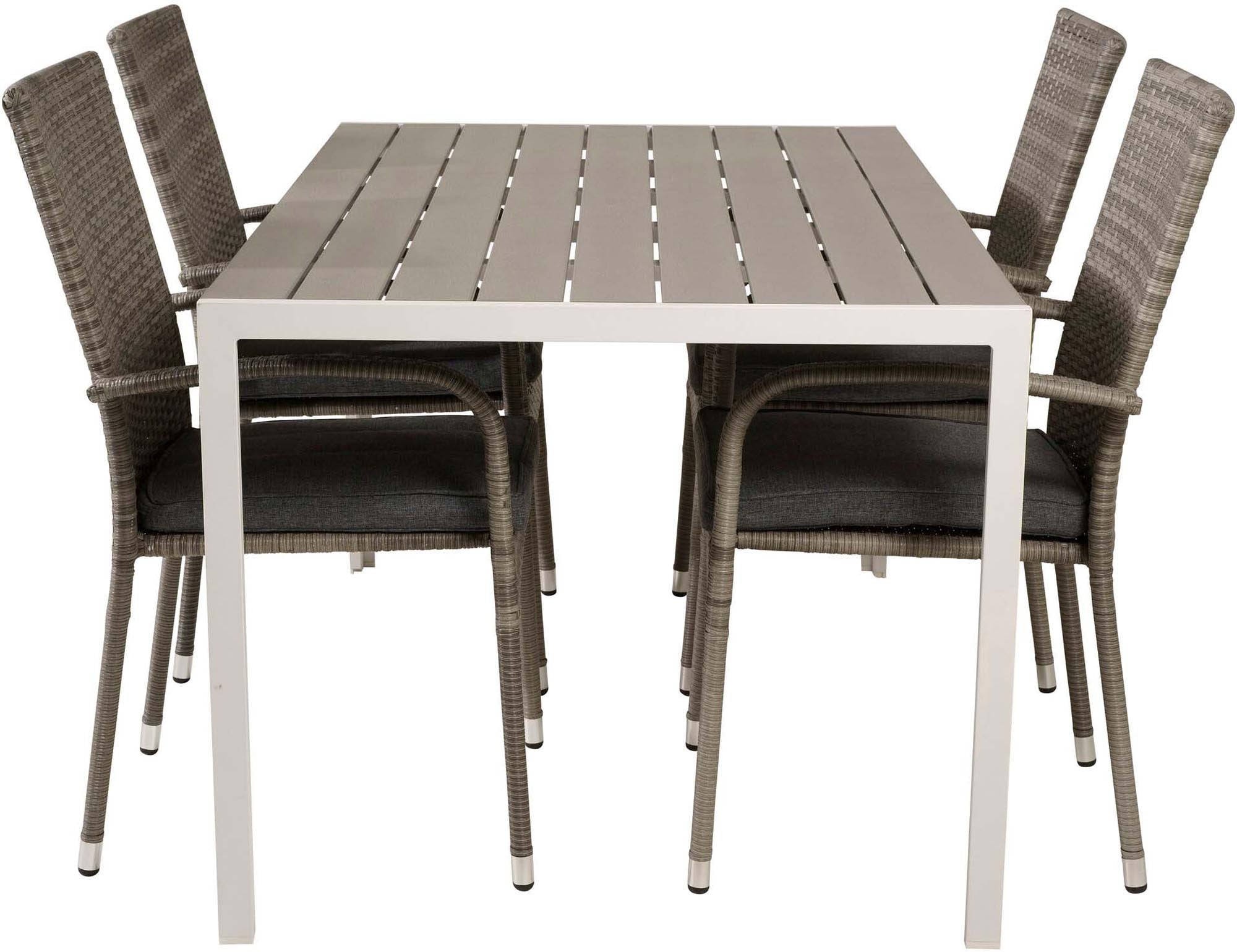 Break Outdoor-Tischset + Anna 150cm/4St. in Grau präsentiert im Onlineshop von KAQTU Design AG. Gartentischset ist von Venture Home