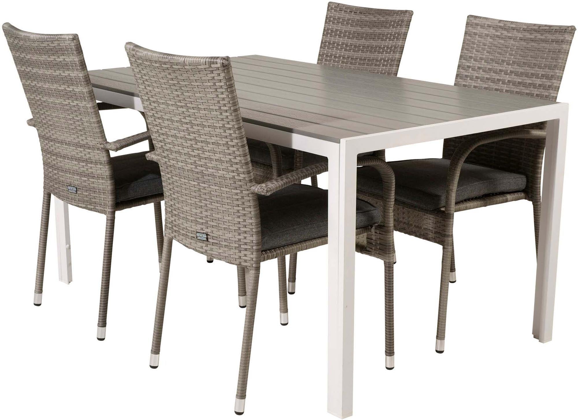 Break Outdoor-Tischset + Anna 150cm/4St. in Grau präsentiert im Onlineshop von KAQTU Design AG. Gartentischset ist von Venture Home