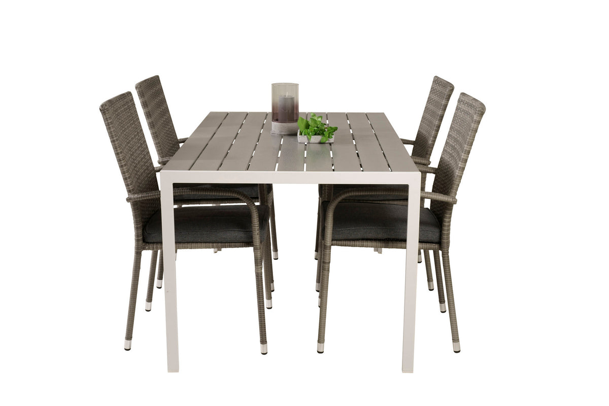 Break Outdoor-Tischset + Anna 150cm/4St. in Grau präsentiert im Onlineshop von KAQTU Design AG. Gartentischset ist von Venture Home
