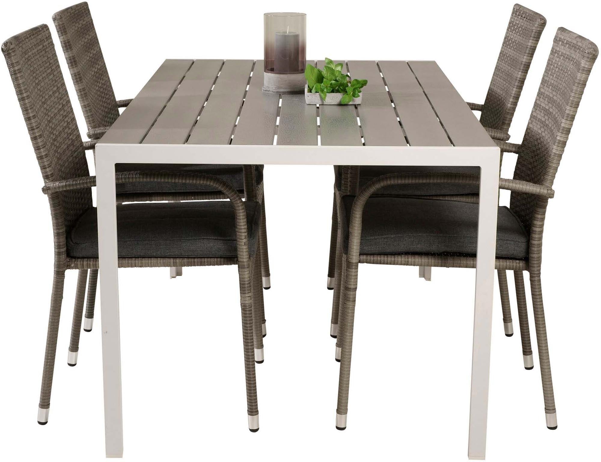 Break Outdoor-Tischset + Anna 150cm/4St. in Grau präsentiert im Onlineshop von KAQTU Design AG. Gartentischset ist von Venture Home