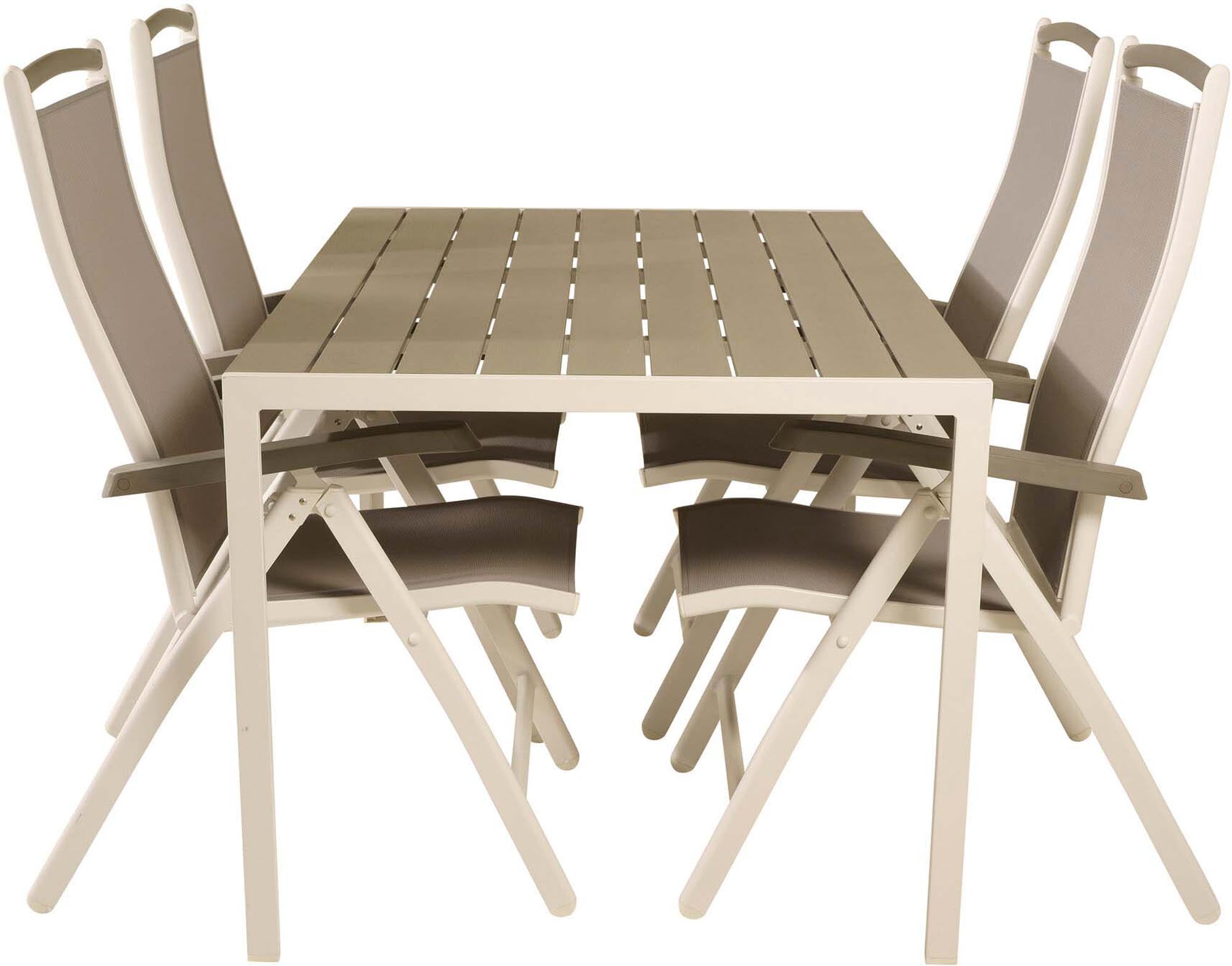 Break Outdoor-Tischset + Albany 150cm/4St. in Grau weiss präsentiert im Onlineshop von KAQTU Design AG. Gartentischset ist von Venture Home
