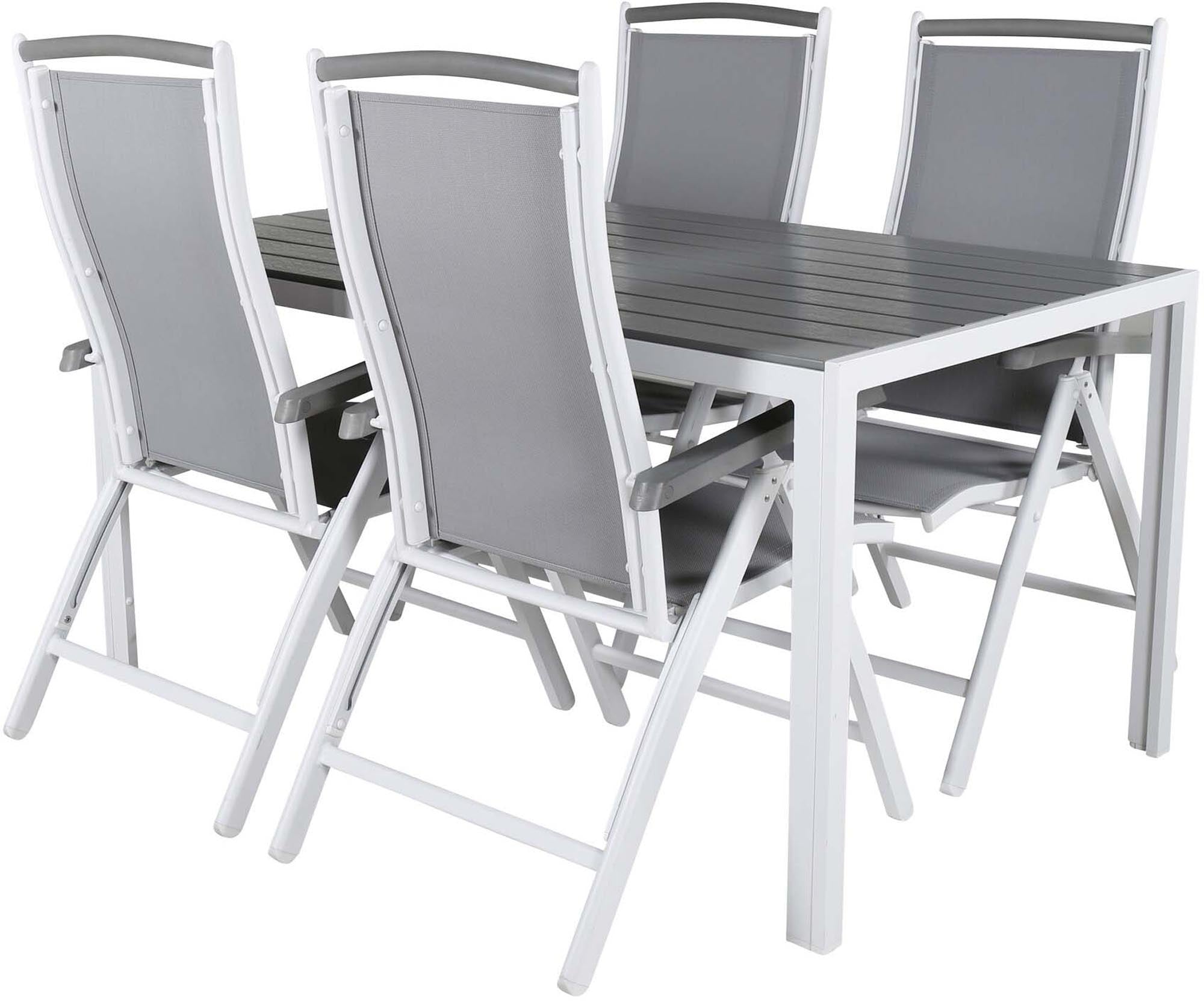 Elegantes Break Outdoor-Tischset mit Albany 150cm für 4 Personen. Perfekt für gesellige Abende im Freien und stilvolle Gartengestaltung.