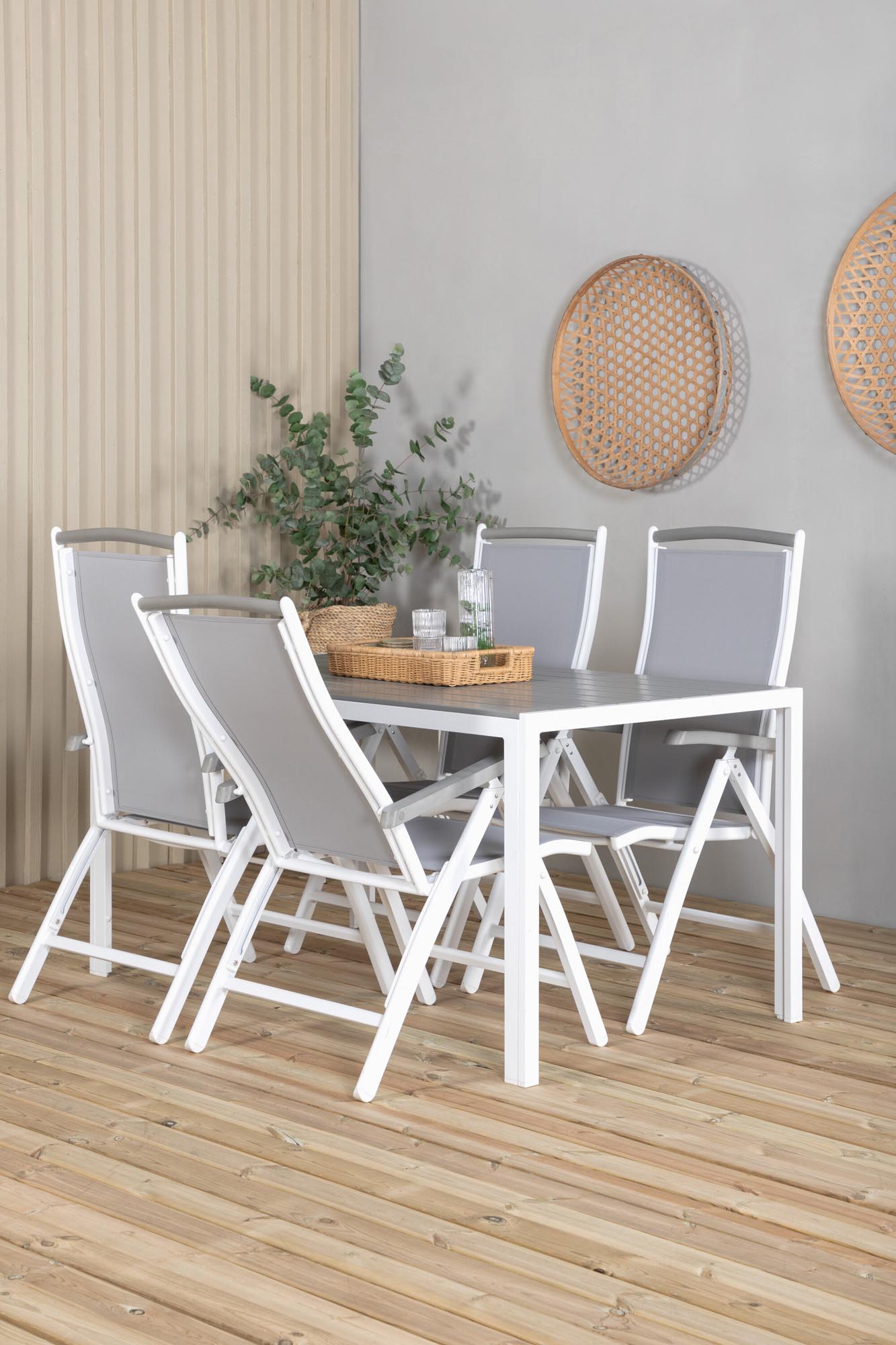 Break Outdoor-Tischset + Albany 150cm/4St. in Grau weiss präsentiert im Onlineshop von KAQTU Design AG. Gartentischset ist von Venture Home