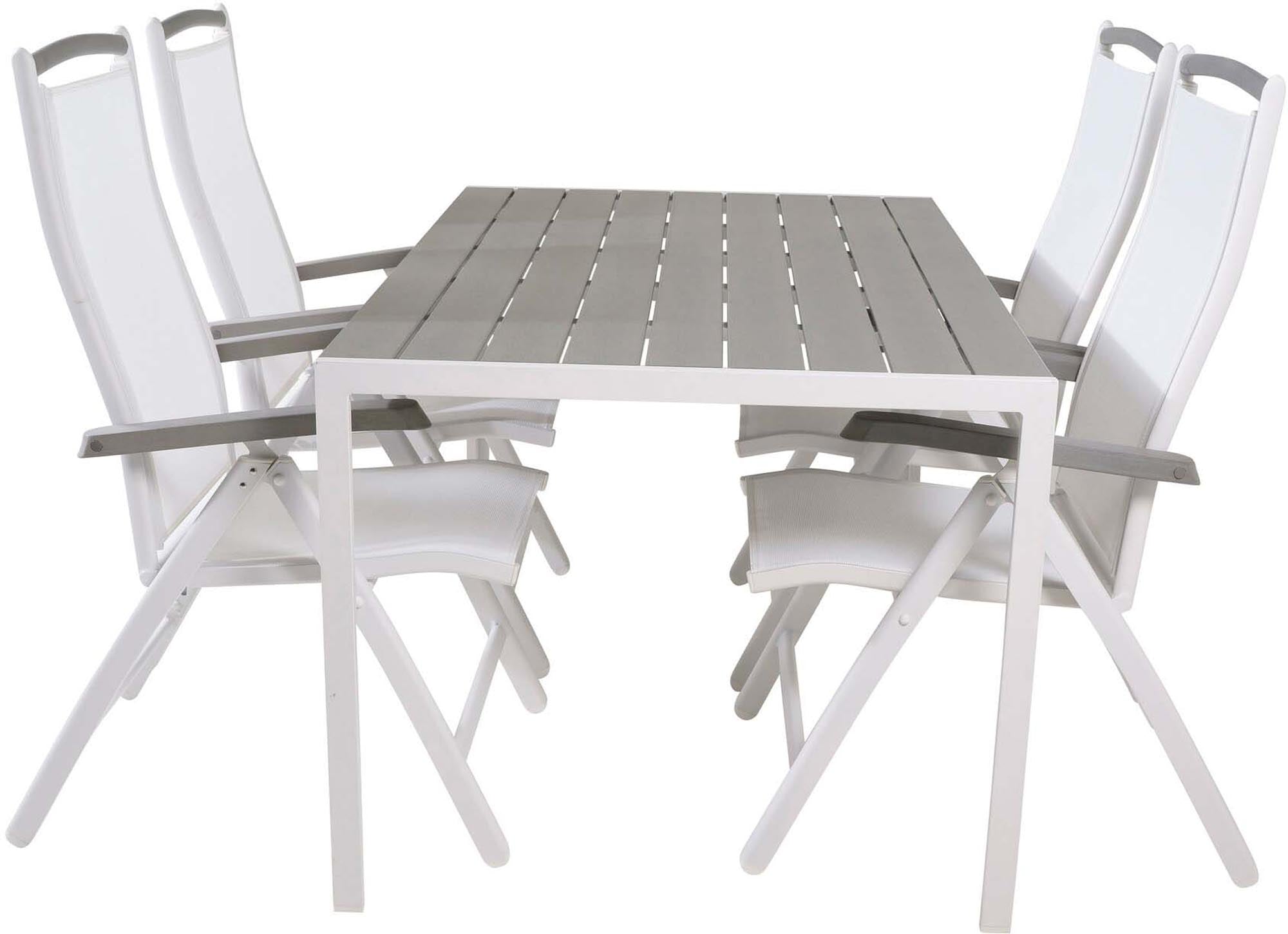 Break Outdoor-Tischset + Albany 150cm/4St. in Weiss präsentiert im Onlineshop von KAQTU Design AG. Gartentischset ist von Venture Home