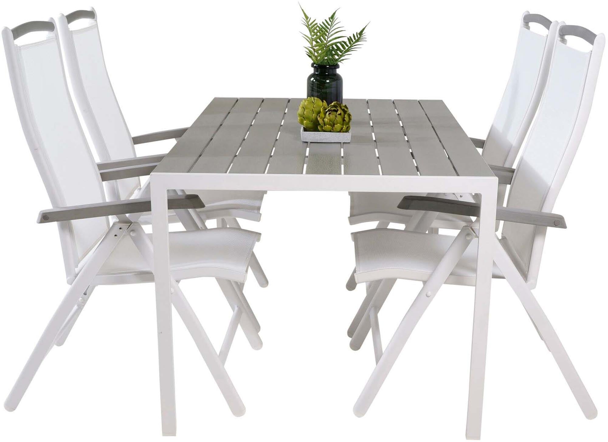 Break Outdoor-Tischset + Albany 150cm/4St. in Weiss präsentiert im Onlineshop von KAQTU Design AG. Gartentischset ist von Venture Home