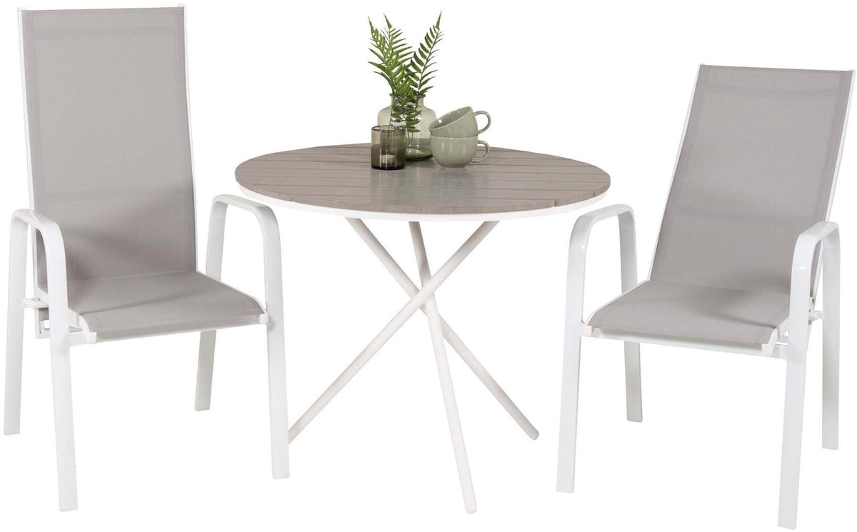 Parma Outdoor-Tischset + Copacabana Recliner ⌀90cm/2St. in Grau weiss präsentiert im Onlineshop von KAQTU Design AG. Gartentischset ist von Venture Home
