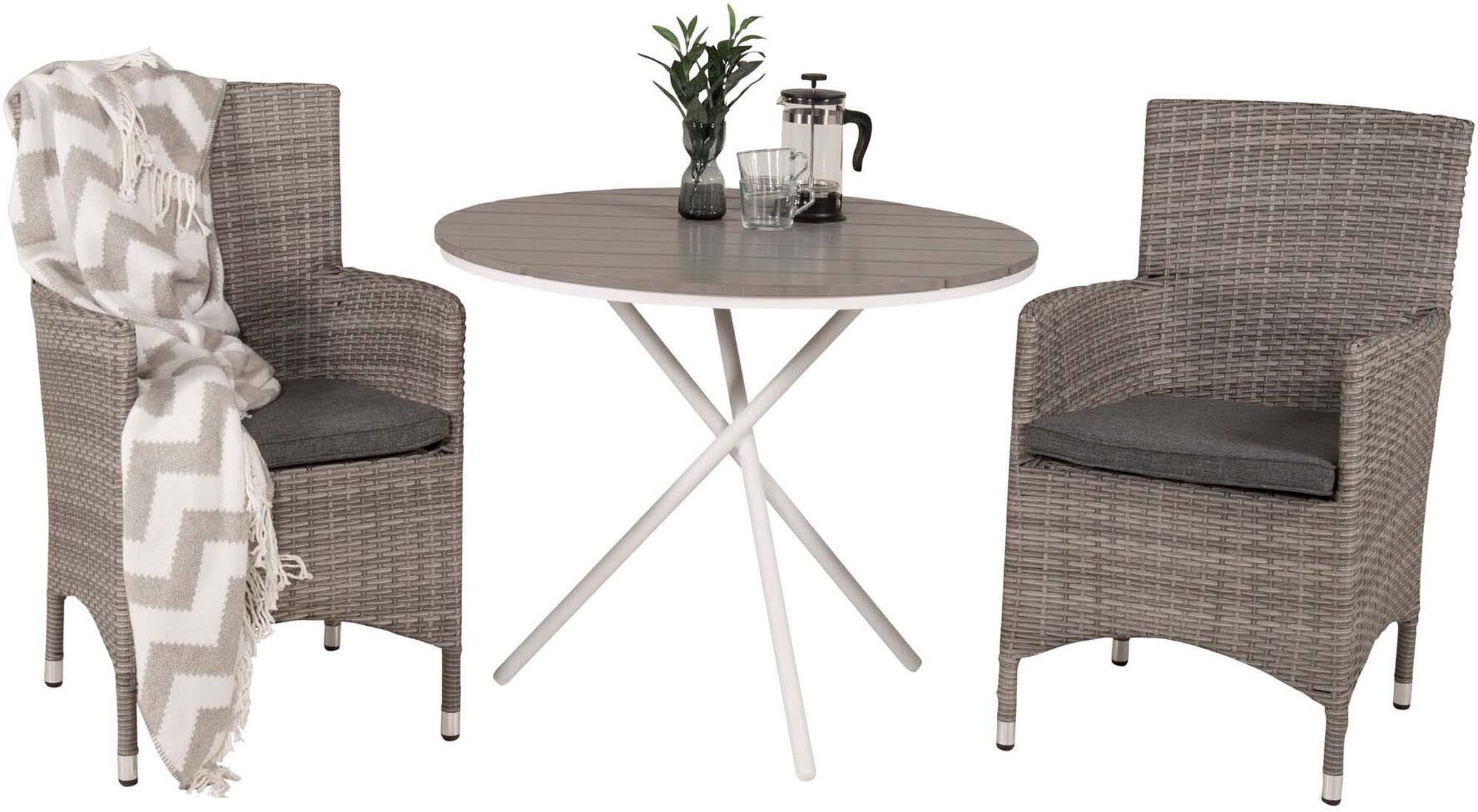 Parma Outdoor-Tischset + Malin ⌀90cm/2St. in Grau präsentiert im Onlineshop von KAQTU Design AG. Gartentischset ist von Venture Home