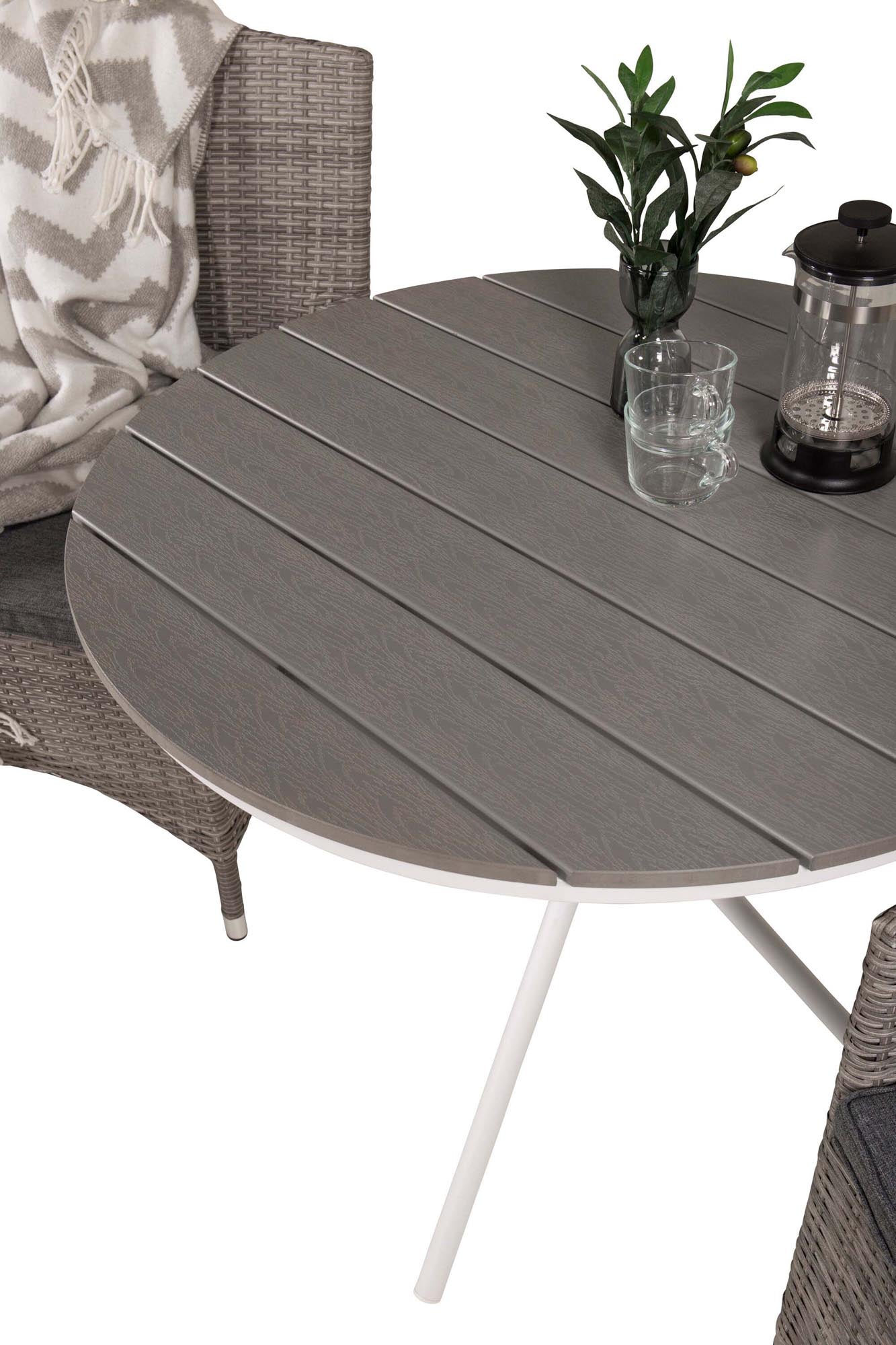 Parma Outdoor-Tischset + Malin ⌀90cm/2St. in Grau präsentiert im Onlineshop von KAQTU Design AG. Gartentischset ist von Venture Home