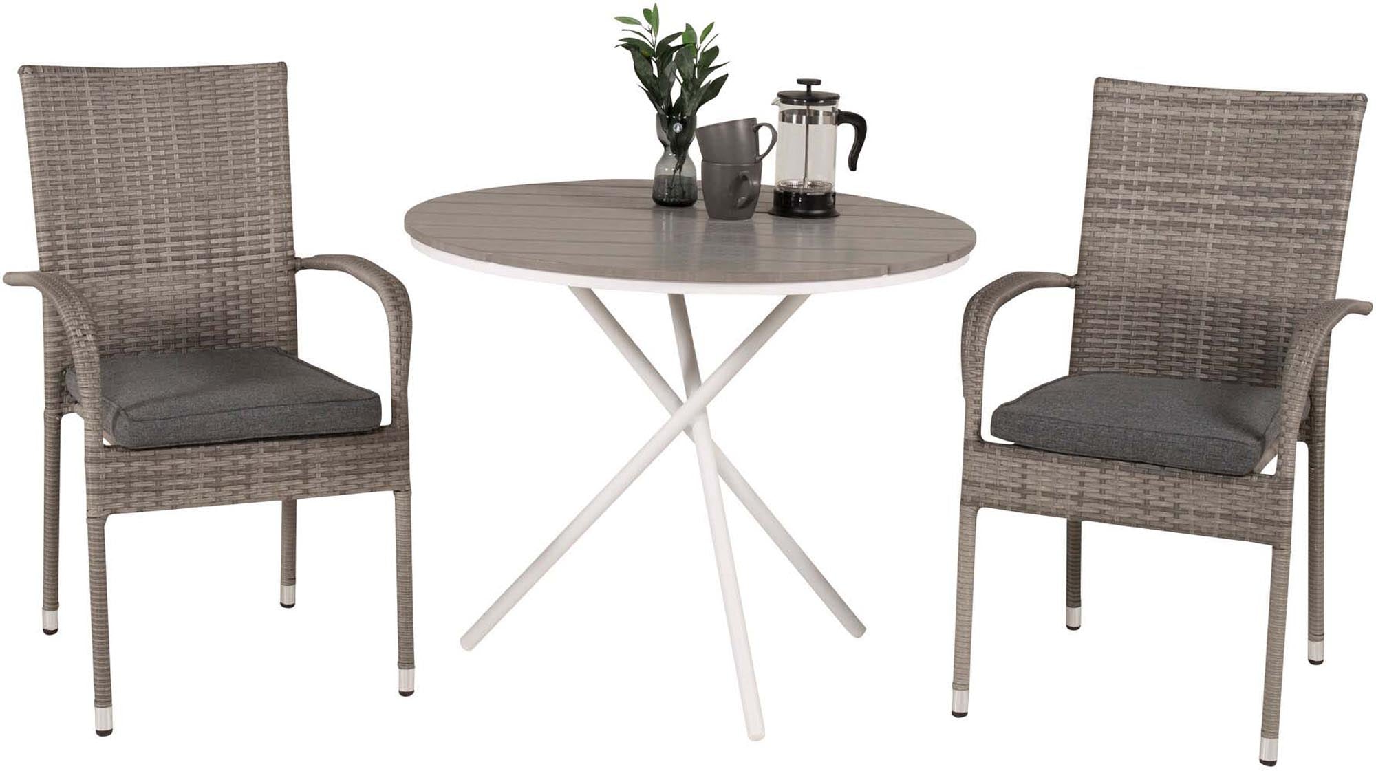 Parma Outdoor-Tischset + Anna: Stilvolles 2-Personen Set für Balkon und Garten. Wetterfest, modern und komfortabel für entspannte Stunden im Freien.