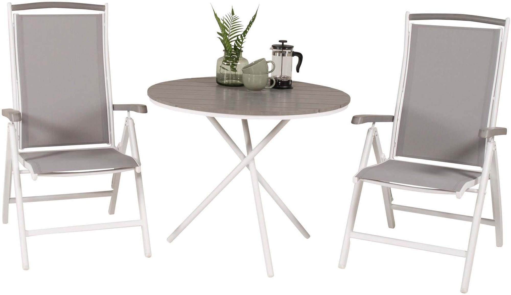 Elegantes Parma Tischset mit Albany Stühlen, perfekt für gesellige Momente im Freien. Ideal für Balkon und Terrasse, stilvoll und praktisch.