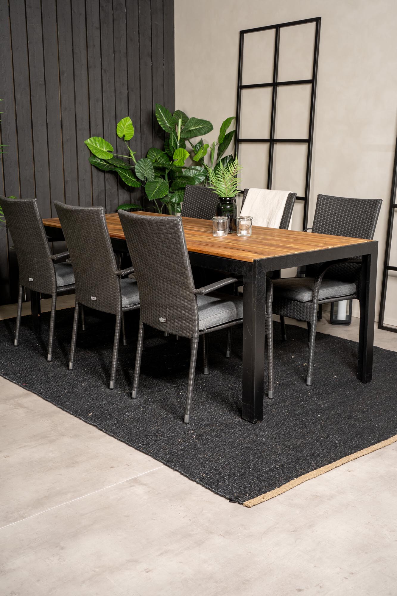 Bois Outdoor-Tischset + Anna 205cm/6St. in Schwarz präsentiert im Onlineshop von KAQTU Design AG. Gartentischset ist von Venture Home