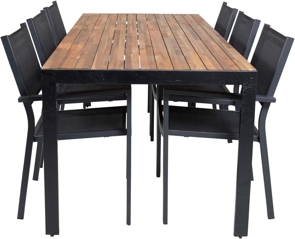 Bois Outdoor-Tischset + Copacabana 205cm/6St. in Schwarz präsentiert im Onlineshop von KAQTU Design AG. Gartentischset ist von Venture Home