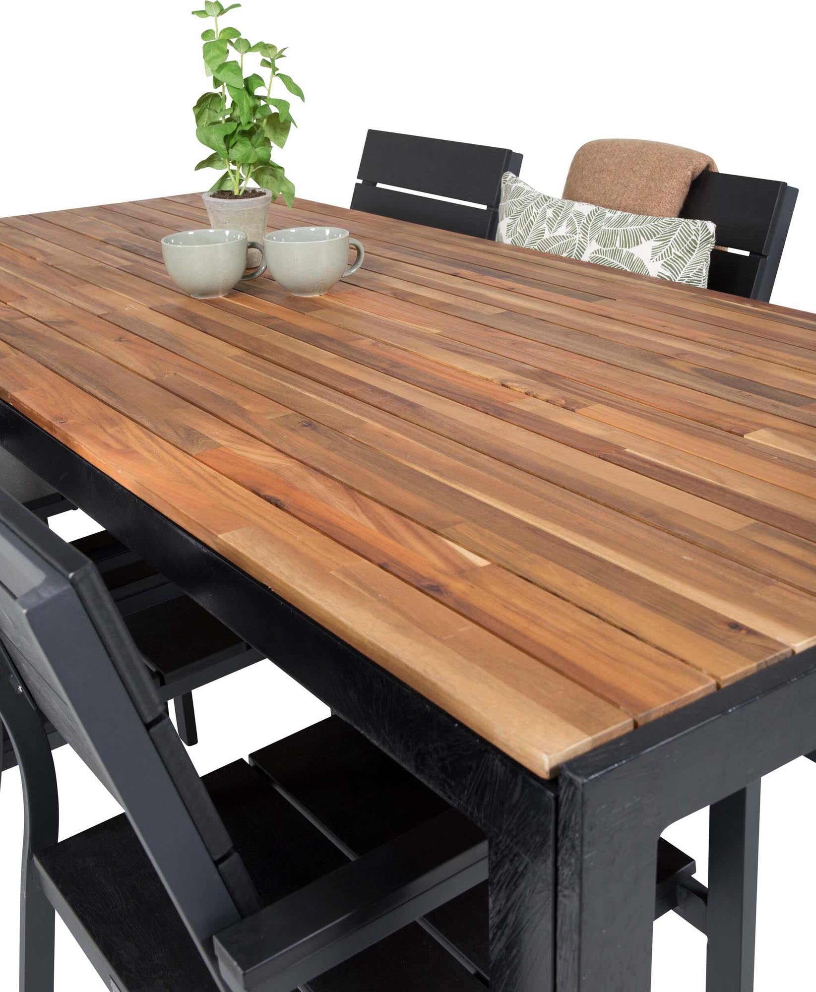 Bois Outdoor-Tischset + Levels 205cm/6St. in Schwarz präsentiert im Onlineshop von KAQTU Design AG. Gartentischset ist von Venture Home