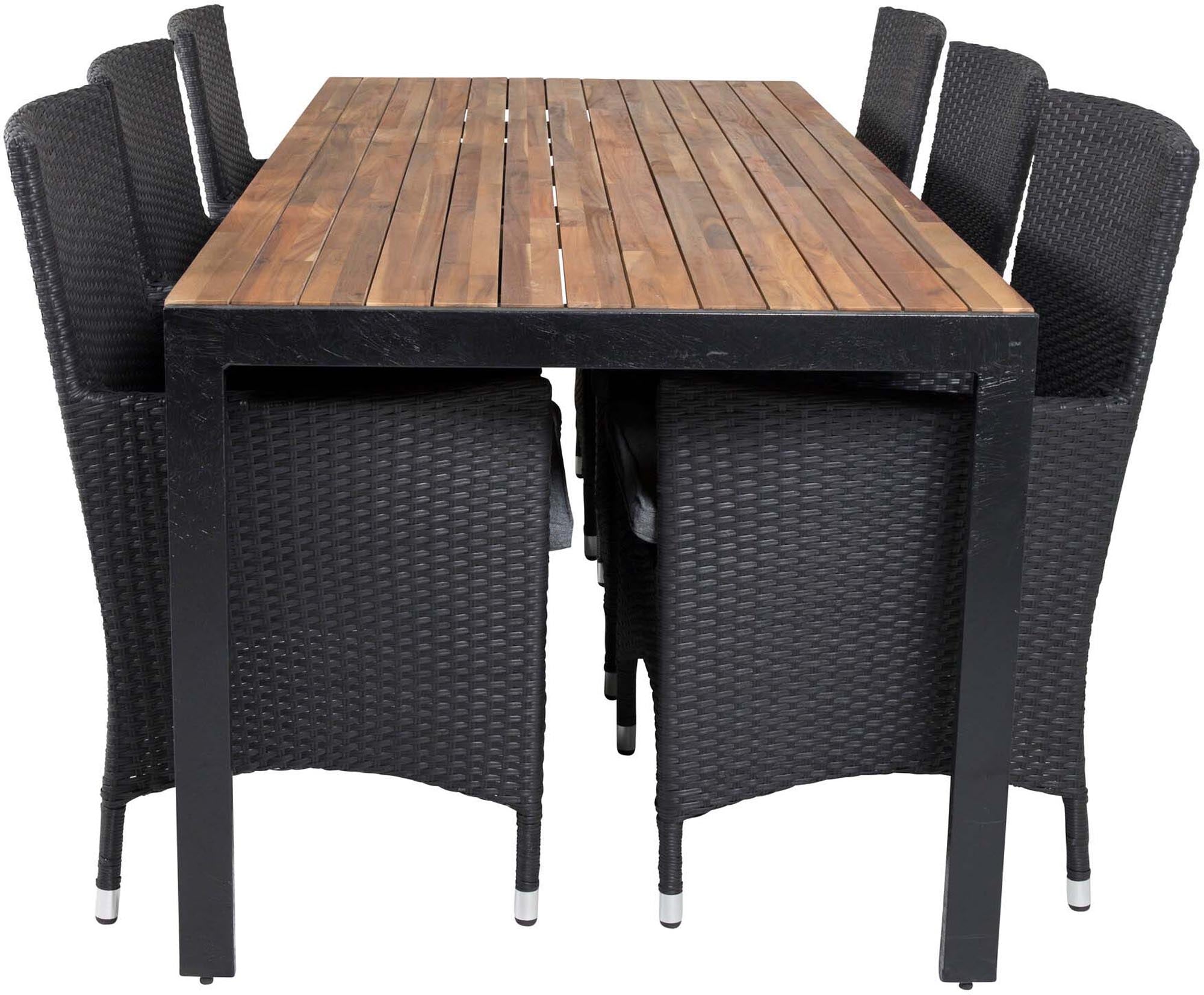 Bois Outdoor-Tischset + Malin 205cm/6St. in Schwarzgrau präsentiert im Onlineshop von KAQTU Design AG. Gartentischset ist von Venture Home