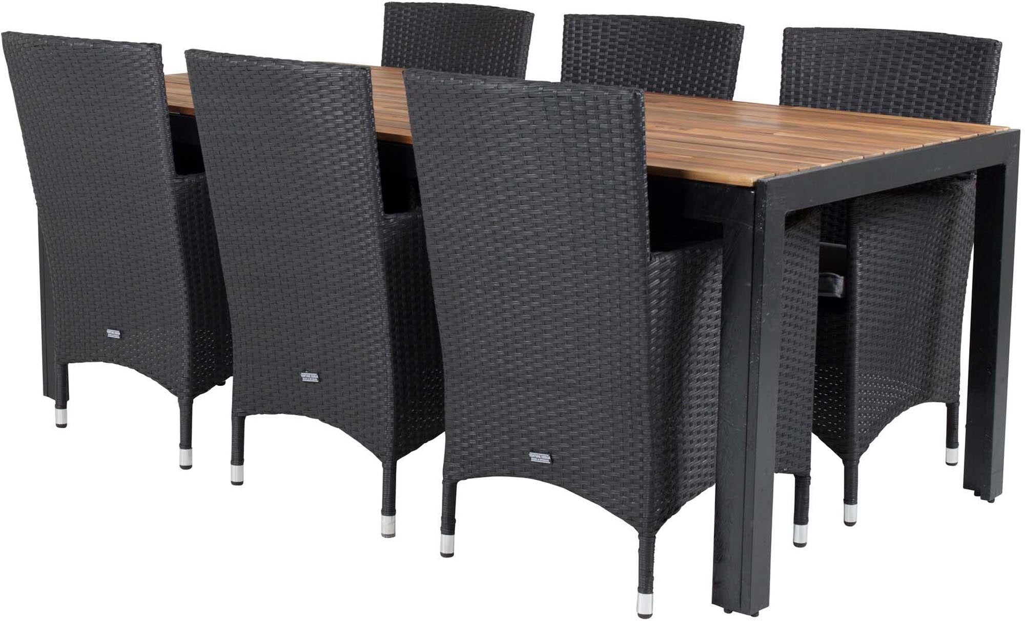 Bois Outdoor-Tischset + Malin 205cm/6St. in Schwarzgrau präsentiert im Onlineshop von KAQTU Design AG. Gartentischset ist von Venture Home