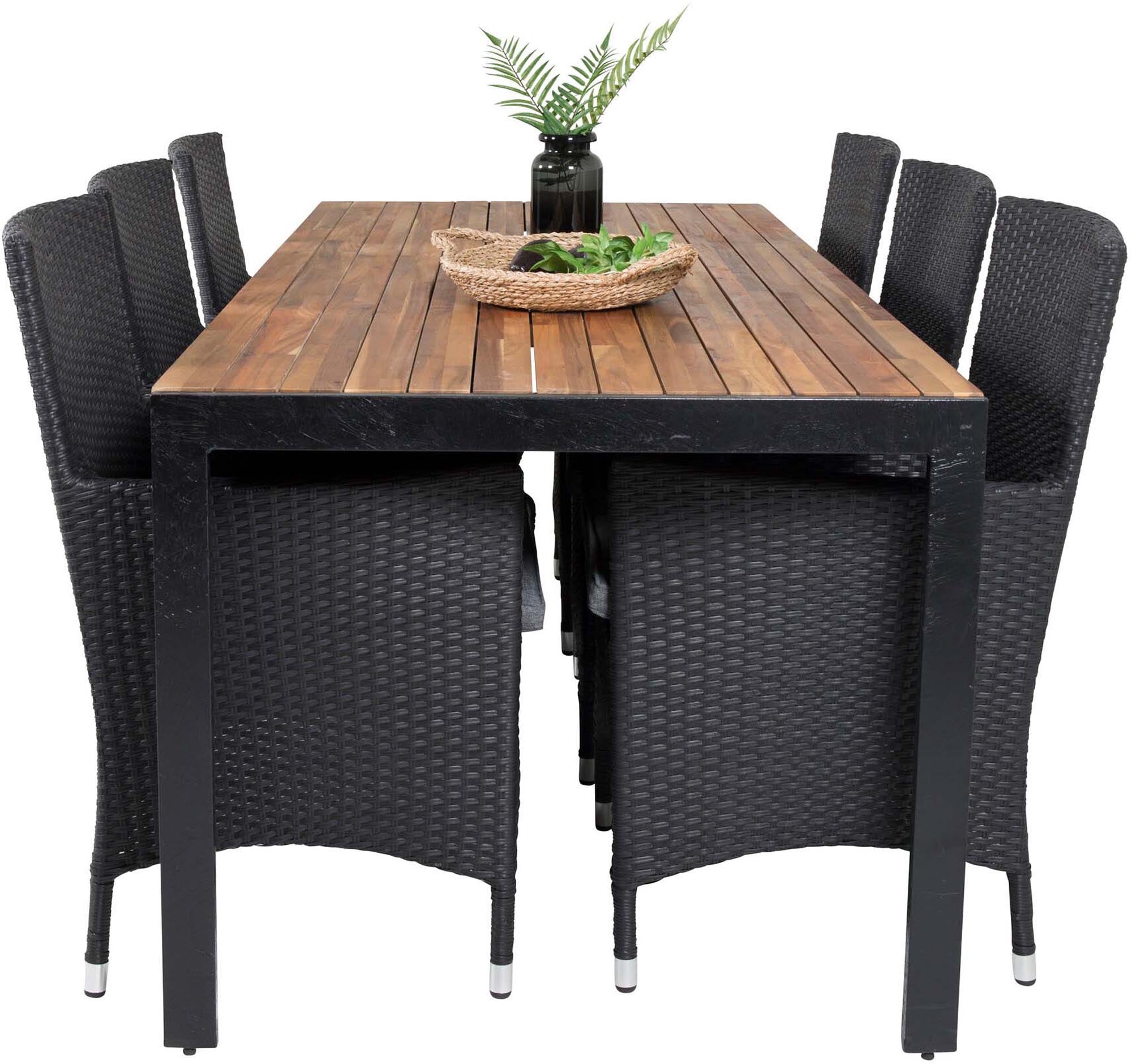Bois Outdoor-Tischset + Malin 205cm/6St. in Schwarzgrau präsentiert im Onlineshop von KAQTU Design AG. Gartentischset ist von Venture Home