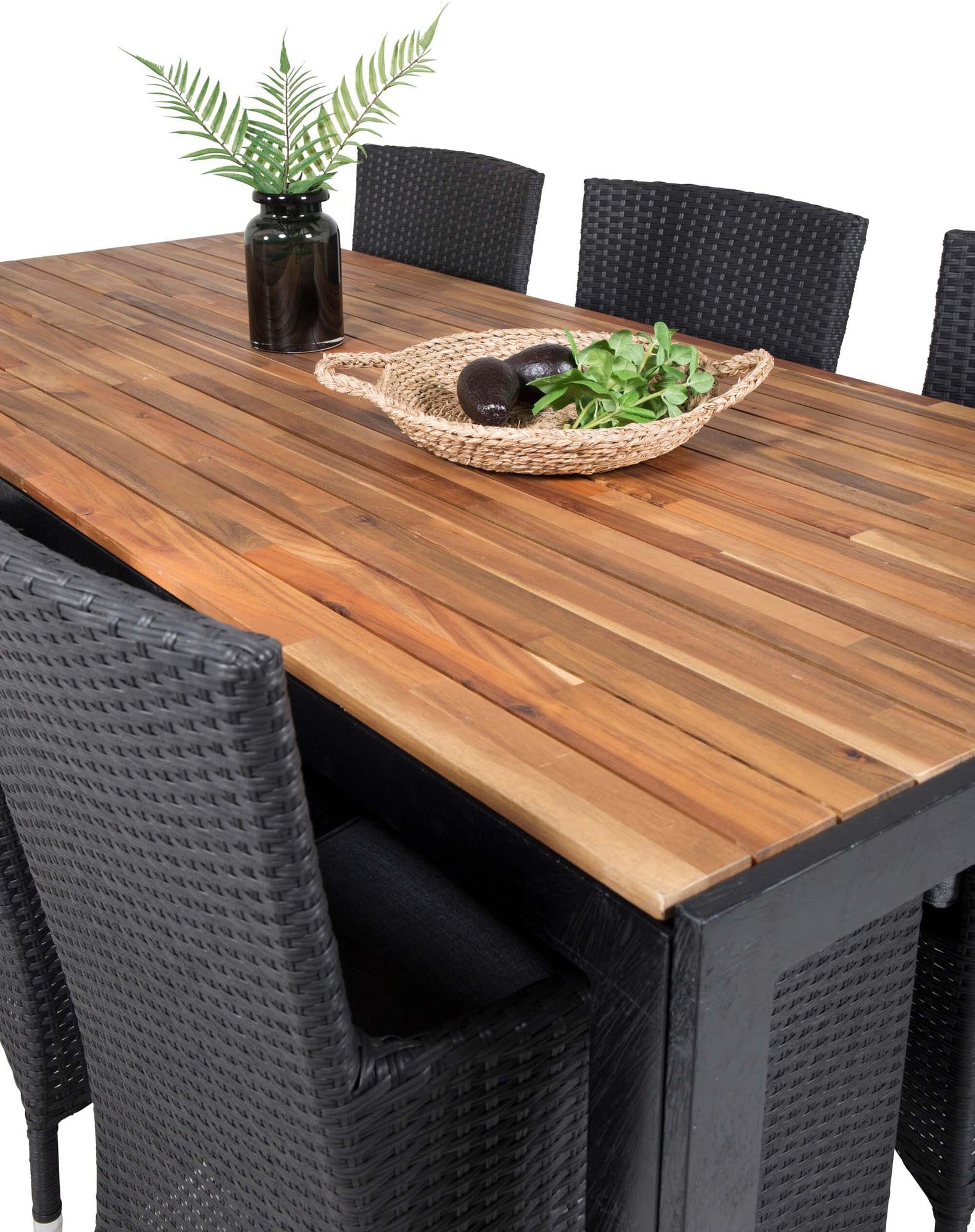Bois Outdoor-Tischset + Malin 205cm/6St. in Schwarzgrau präsentiert im Onlineshop von KAQTU Design AG. Gartentischset ist von Venture Home