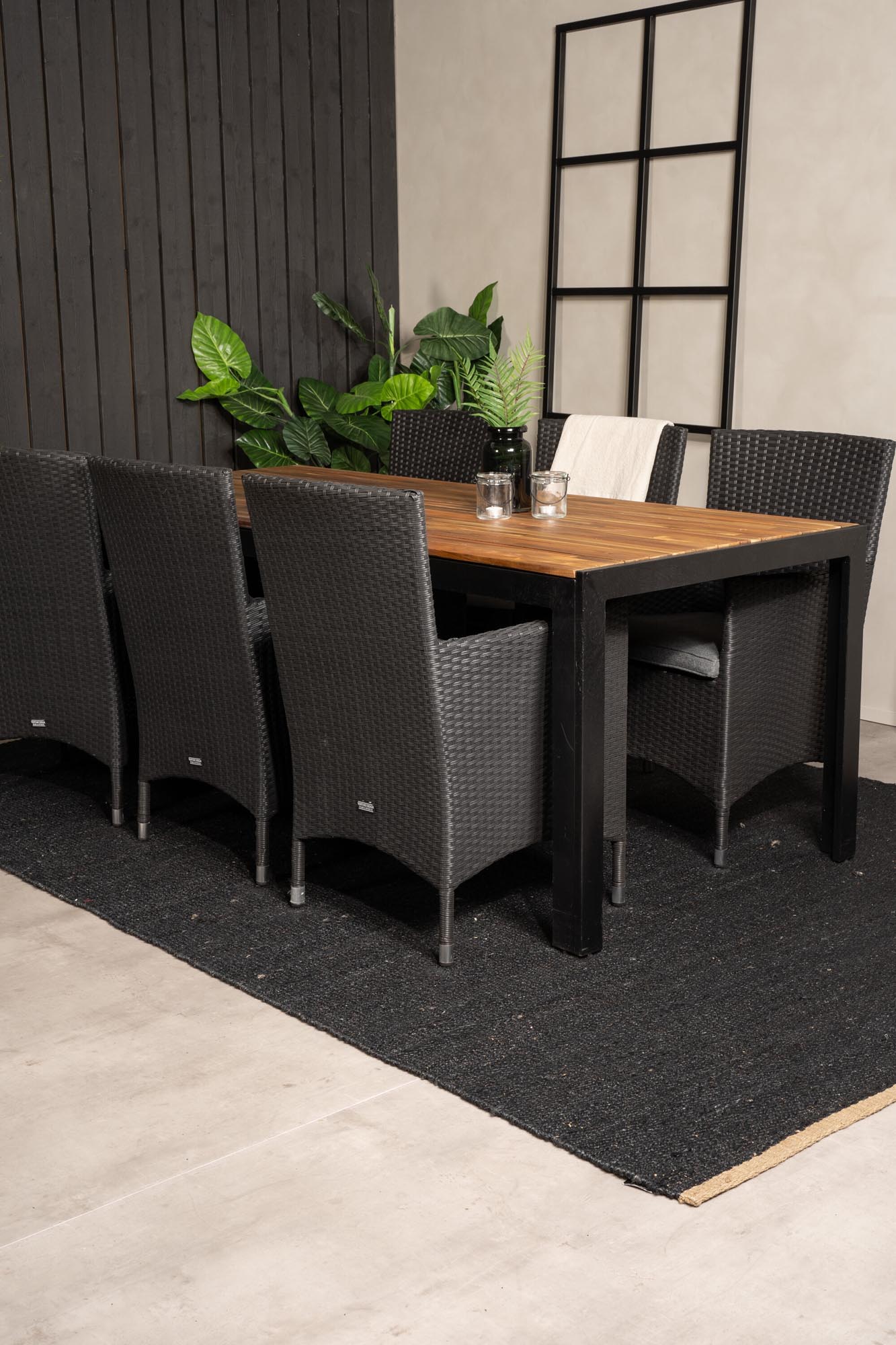 Bois Outdoor-Tischset + Malin 205cm/6St. in Schwarzgrau präsentiert im Onlineshop von KAQTU Design AG. Gartentischset ist von Venture Home