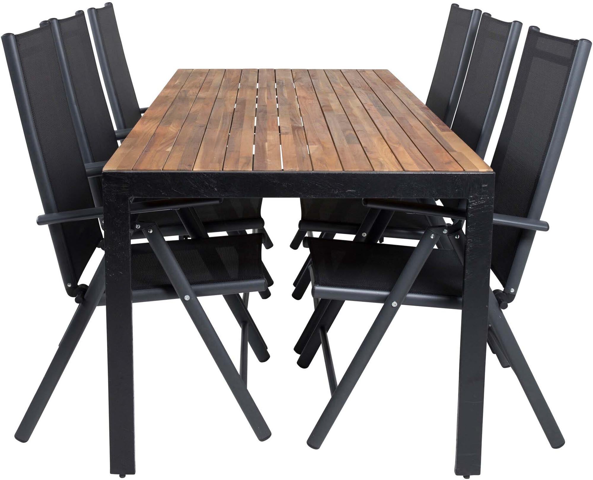 Bois Outdoor-Tischset + Break 205cm/6St. in Schwarz präsentiert im Onlineshop von KAQTU Design AG. Gartentischset ist von Venture Home