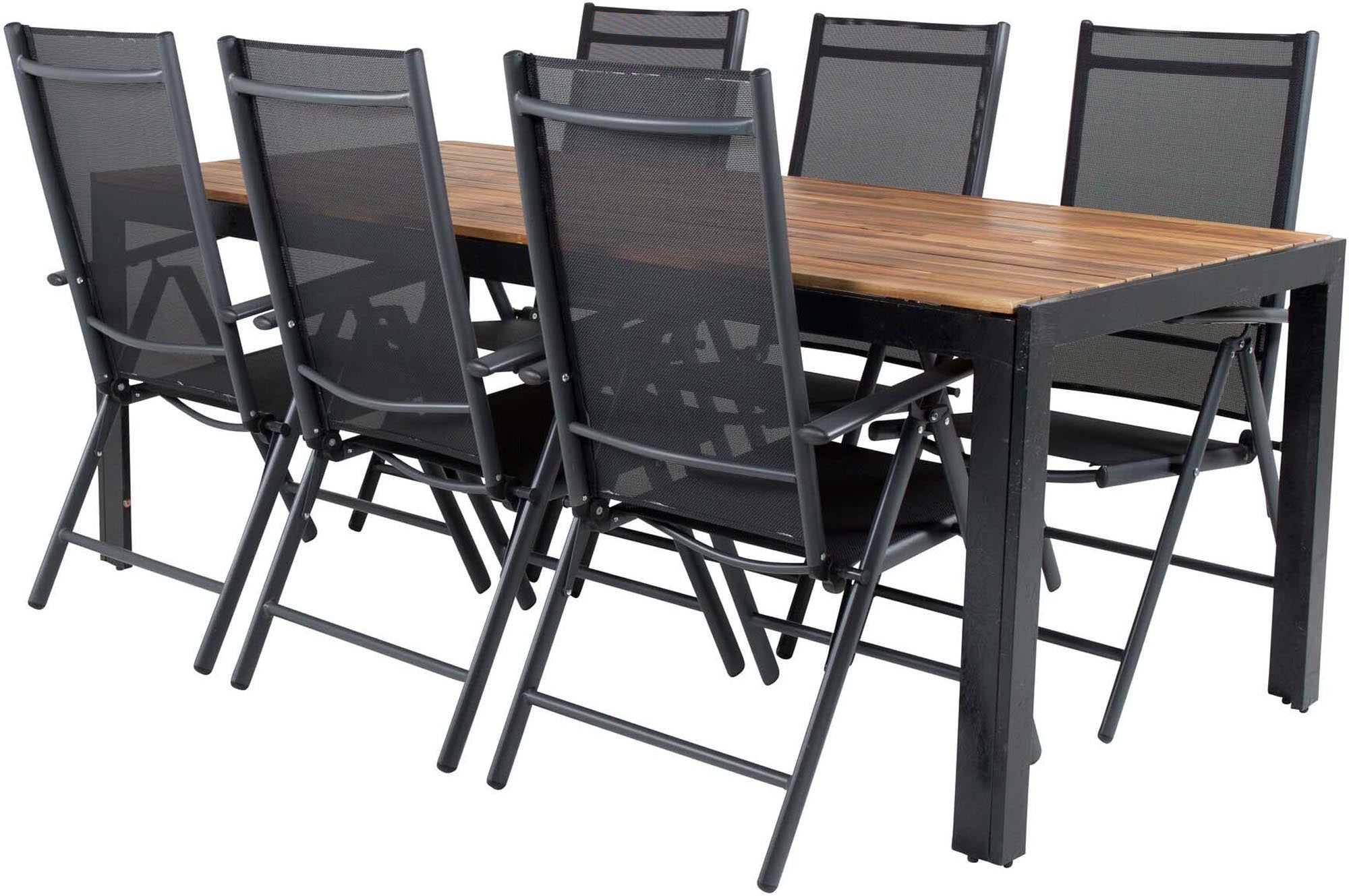 Bois Outdoor-Tischset + Break 205cm/6St. in Schwarz präsentiert im Onlineshop von KAQTU Design AG. Gartentischset ist von Venture Home