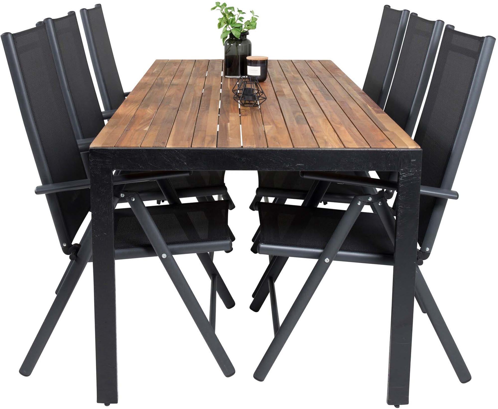 Bois Outdoor-Tischset + Break 205cm/6St. in Schwarz präsentiert im Onlineshop von KAQTU Design AG. Gartentischset ist von Venture Home