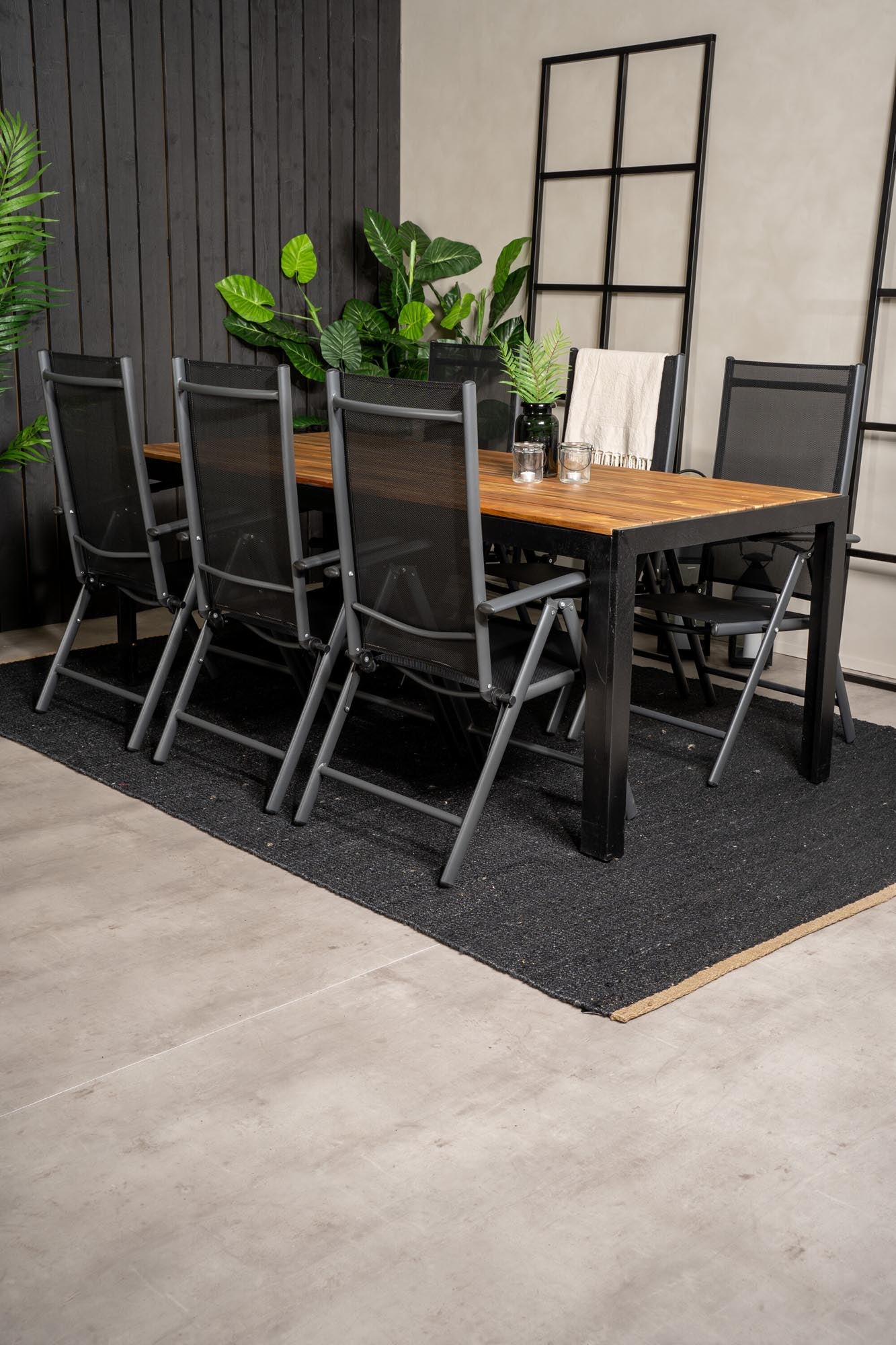 Bois Outdoor-Tischset + Break 205cm/6St. in Schwarz präsentiert im Onlineshop von KAQTU Design AG. Gartentischset ist von Venture Home