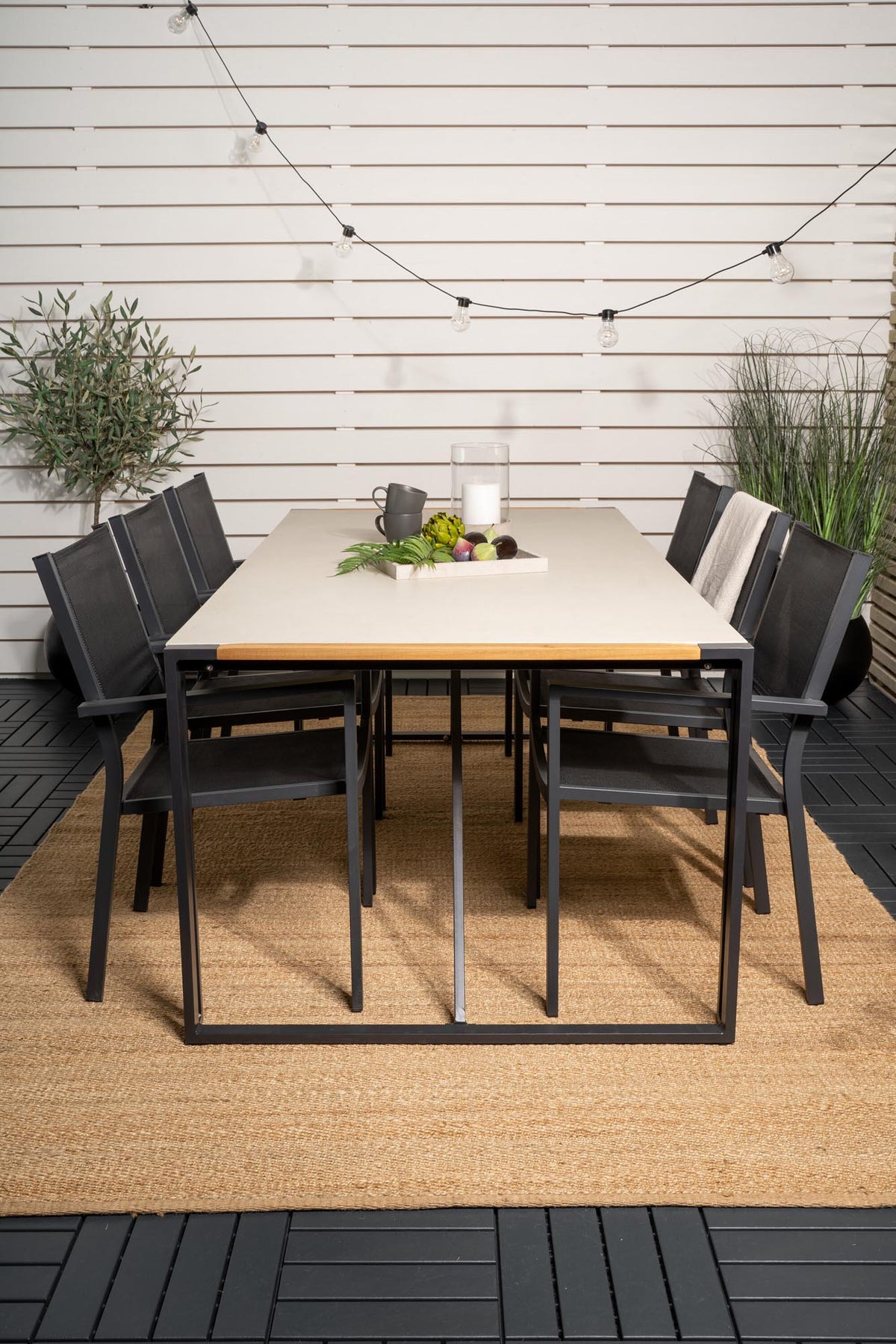 Texas Outdoor-Tischset + Copacabana 200cm/6St. in Schwarz präsentiert im Onlineshop von KAQTU Design AG. Gartentischset ist von Venture Home