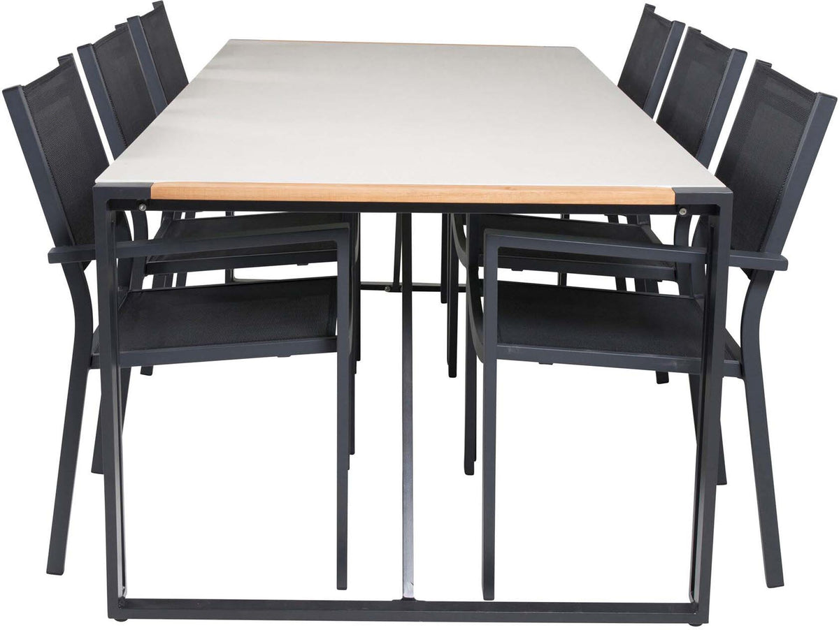 Texas Outdoor-Tischset + Copacabana 200cm/6St. in Schwarz präsentiert im Onlineshop von KAQTU Design AG. Gartentischset ist von Venture Home