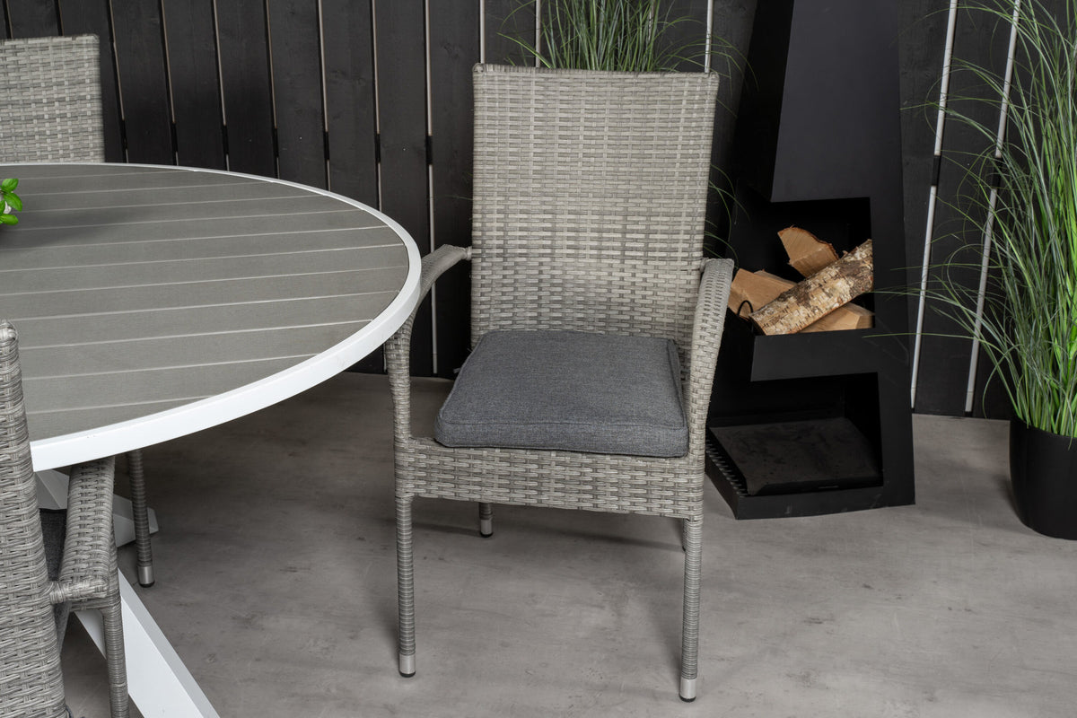 Parma Outdoor-Tischset + Anna ⌀140cm/4St. in Grau präsentiert im Onlineshop von KAQTU Design AG. Gartentischset ist von Venture Home