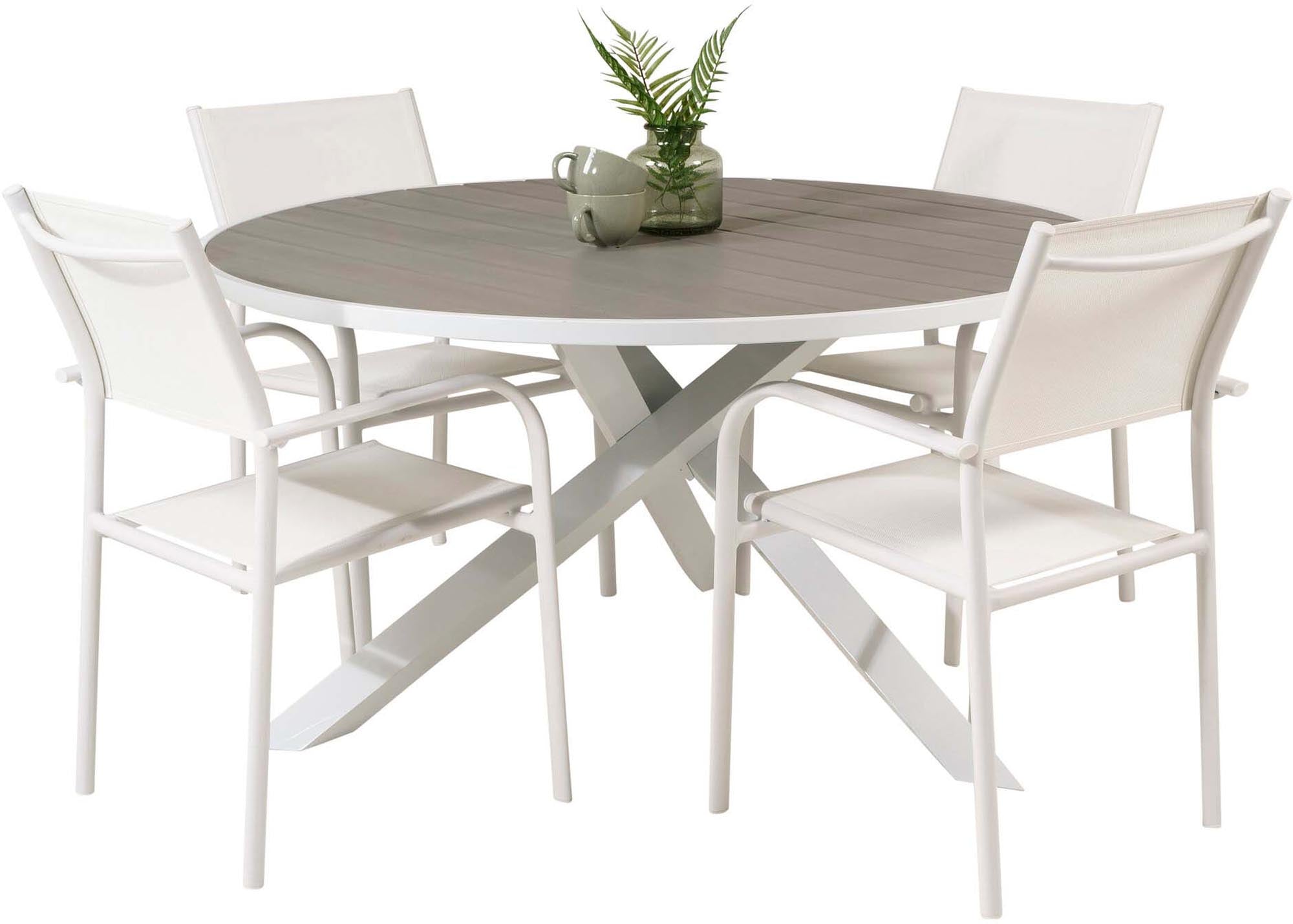 Venture Home Parma Set: Robuster Santorini Tisch für 4 im Freien.