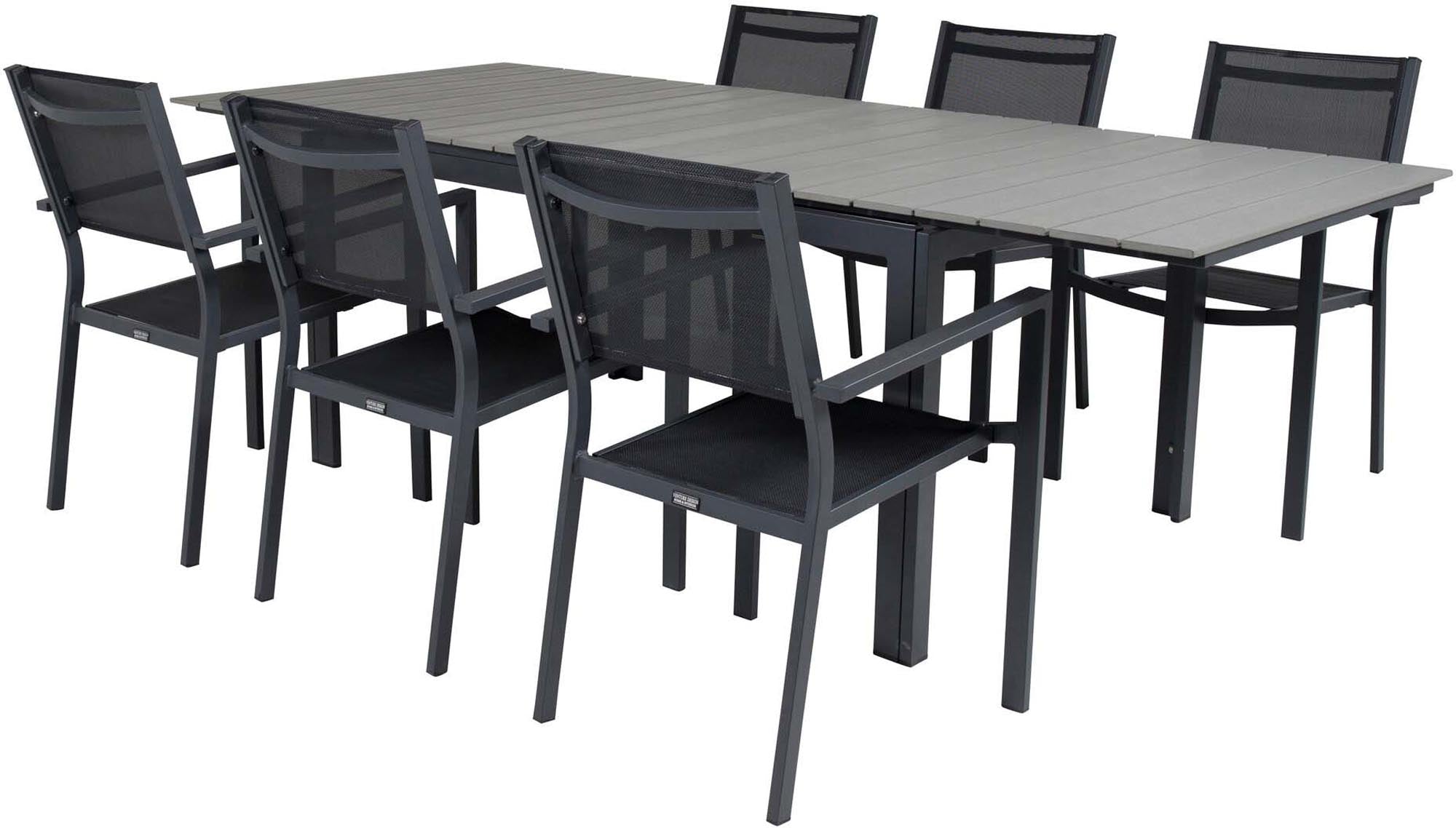 Levels Outdoor Tischset Copacabana: Ausziehbarer Tisch für 6 Personen, ideal für stilvolle Gartenpartys und entspannte Abende im Freien.