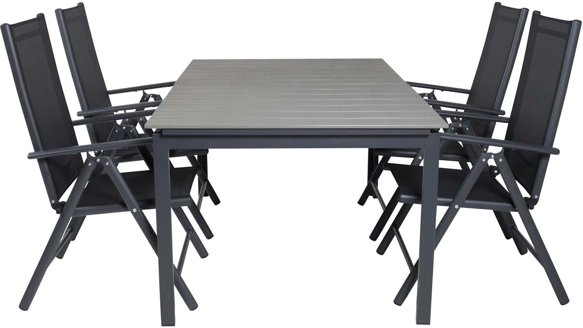 Levels Outdoor-Tischset ausziehbar + Break 160cm/4St. in Schwarz präsentiert im Onlineshop von KAQTU Design AG. Gartentischset ist von Venture Home
