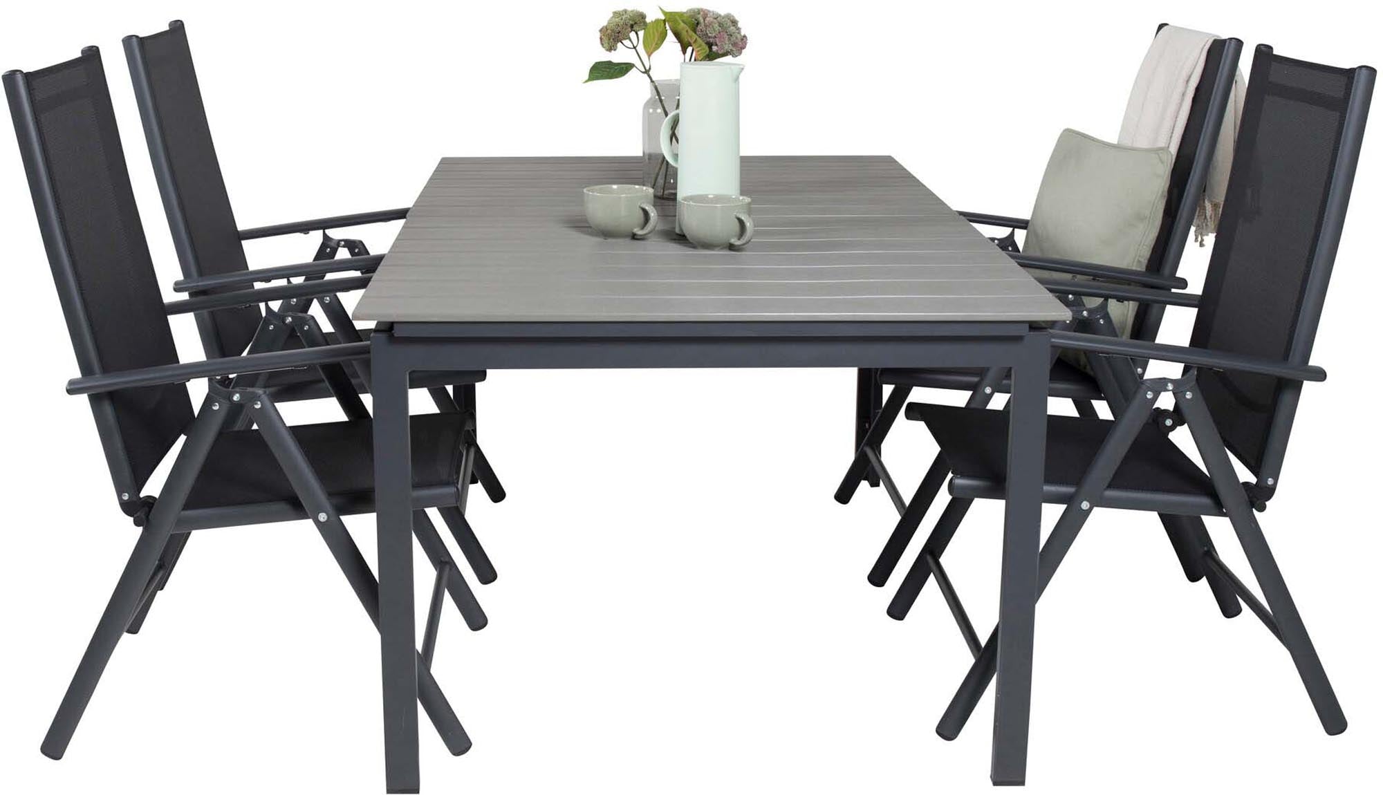 Levels Outdoor-Tischset ausziehbar + Break 160cm/4St. in Schwarz präsentiert im Onlineshop von KAQTU Design AG. Gartentischset ist von Venture Home