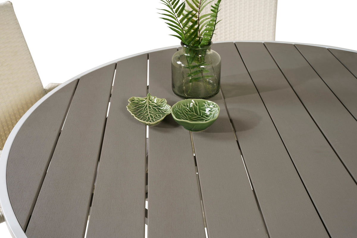 Parma Outdoor-Tischset + Anna ⌀140cm/4St. in Grau weiss präsentiert im Onlineshop von KAQTU Design AG. Gartentischset ist von Venture Home