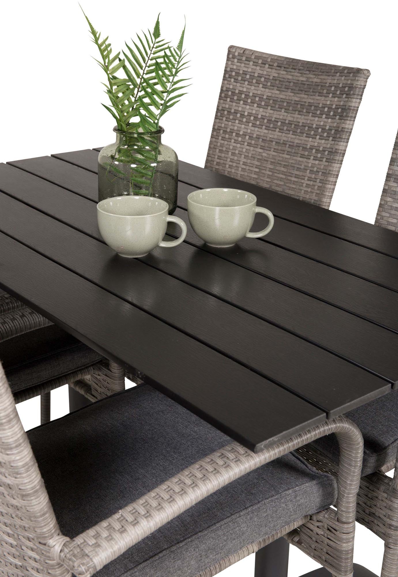 Denver Outdoor-Tischset + Anna 120cm/4St. in Grau präsentiert im Onlineshop von KAQTU Design AG. Gartentischset ist von Venture Home