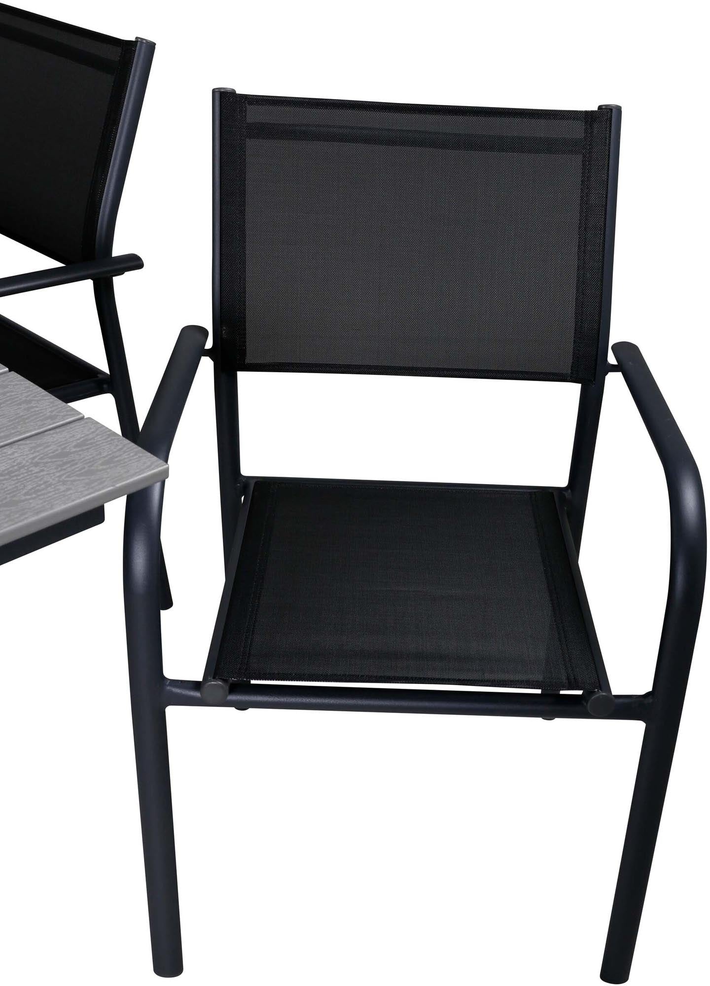 Levels Outdoor-Tischset ausziehbar + Santorini 160cm/8St. in Schwarz präsentiert im Onlineshop von KAQTU Design AG. Gartentischset ist von Venture Home